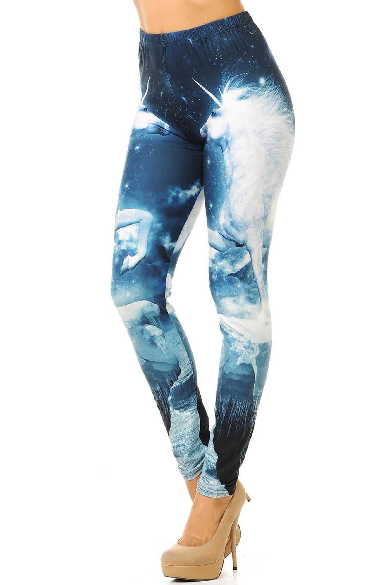 Creamy Soft Epic Unicorn Leggings (One Size Regular,Blue)