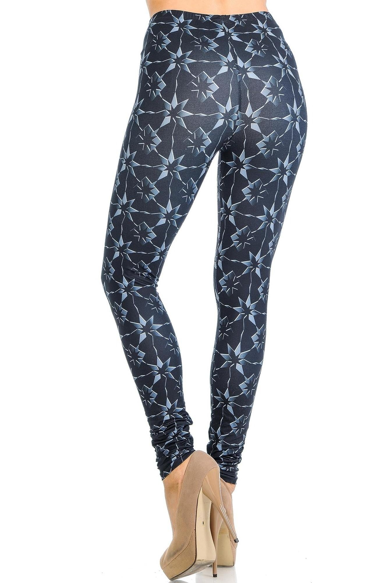 Creamy Soft Metallic Stars Leggings - Signature Collection (One Size Regular,Black)