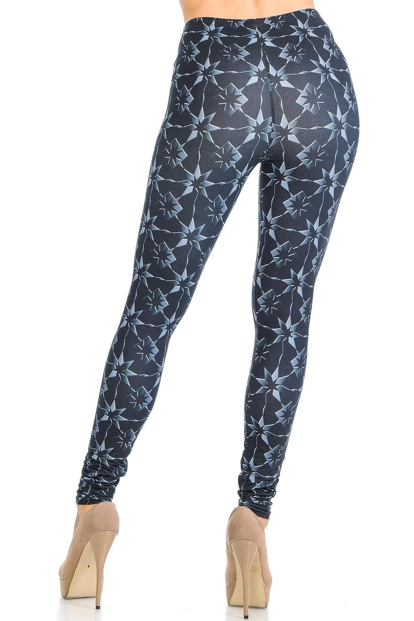 Creamy Soft Metallic Stars Leggings - Signature Collection (One Size Regular,Black)