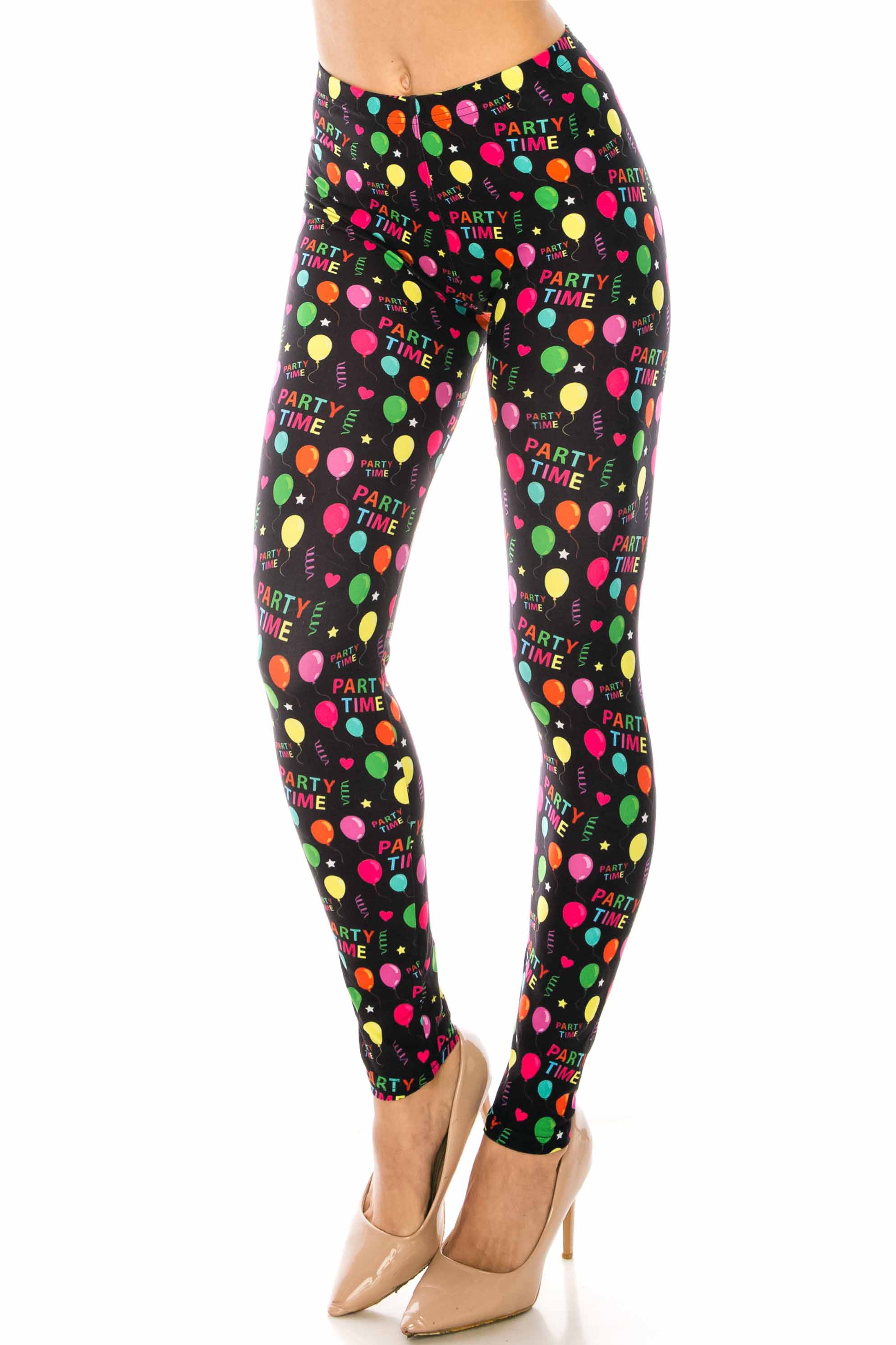 Creamy Soft Party Time Leggings (One Size Regular,Black)