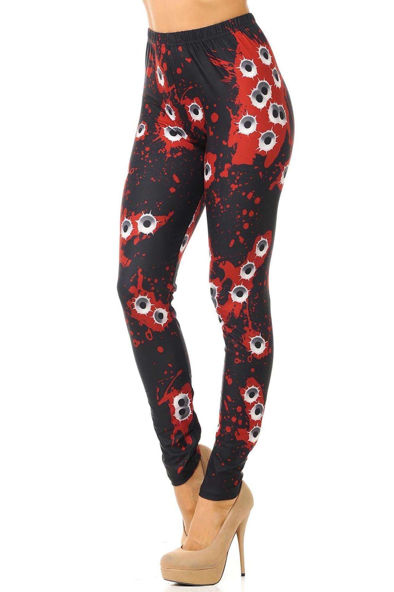 Creamy Soft Drive By Shooting Leggings (One Size Regular,Red)