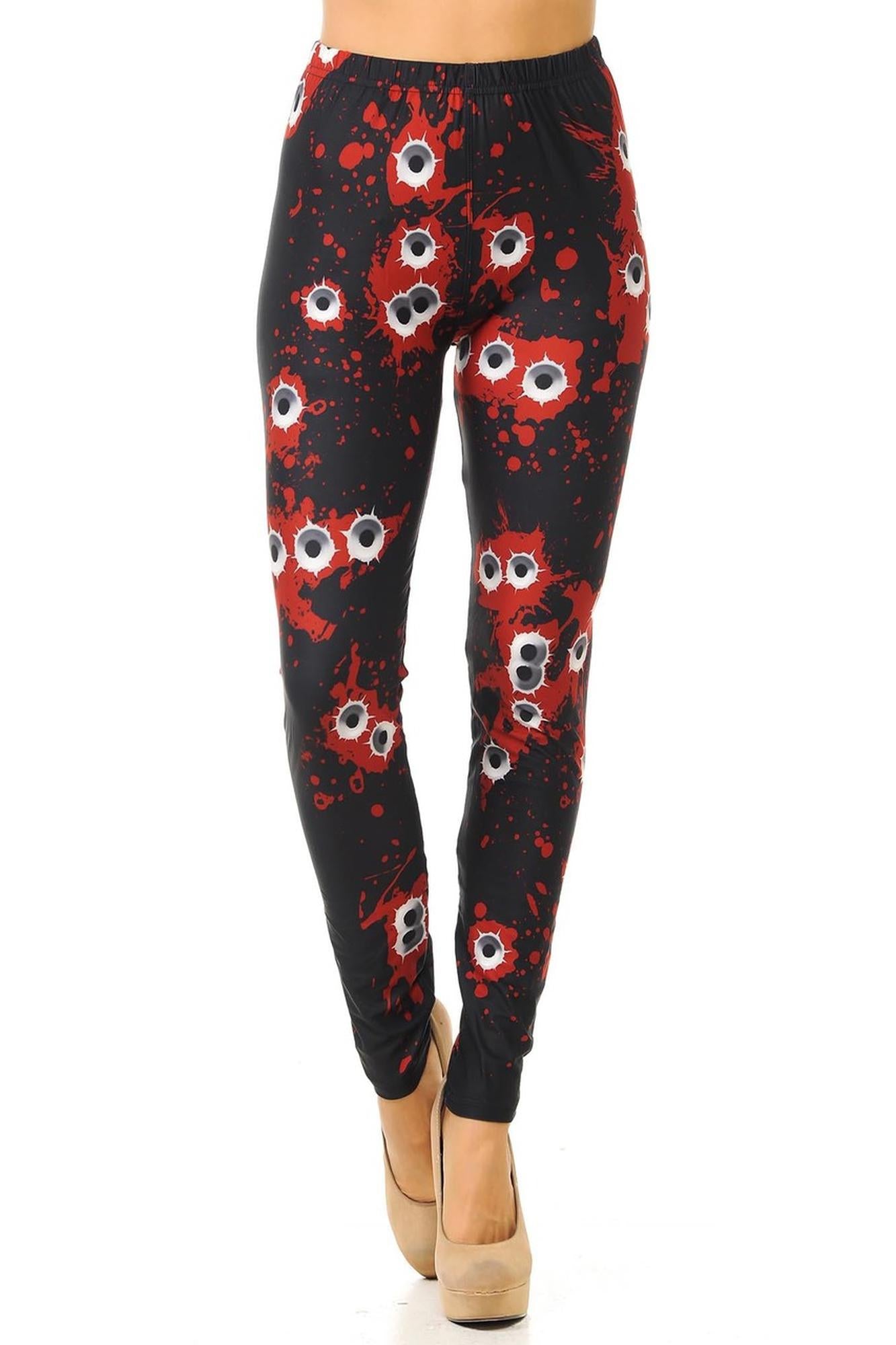 Creamy Soft Drive By Shooting Leggings (One Size Regular,Red)