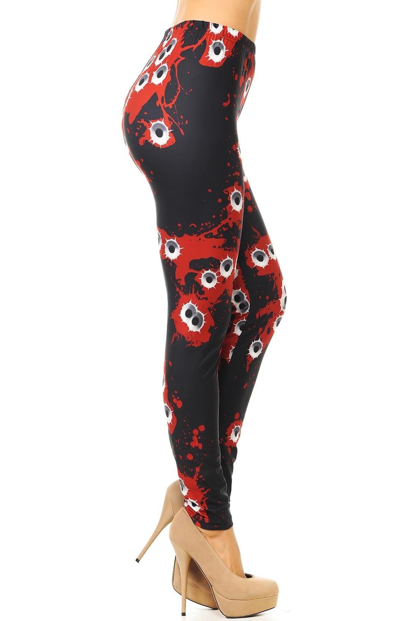 Creamy Soft Drive By Shooting Leggings (One Size Regular,Red)