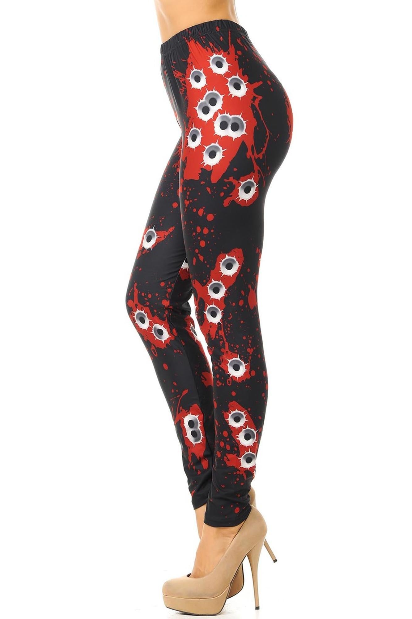 Creamy Soft Drive By Shooting Leggings (One Size Regular,Red)