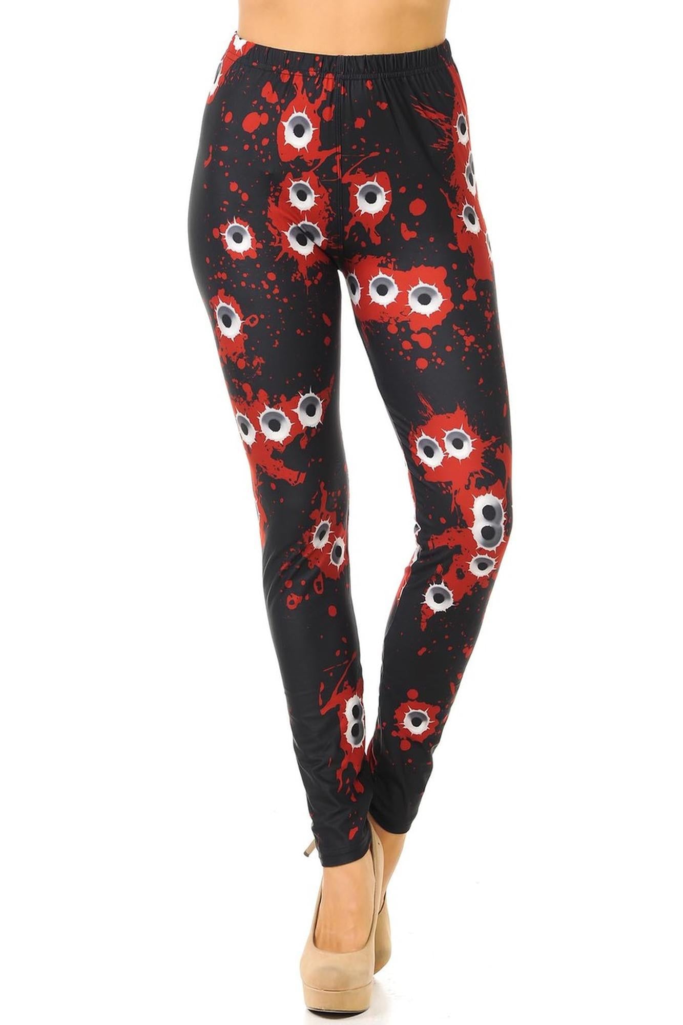Creamy Soft Drive By Shooting Leggings (One Size Regular,Red)