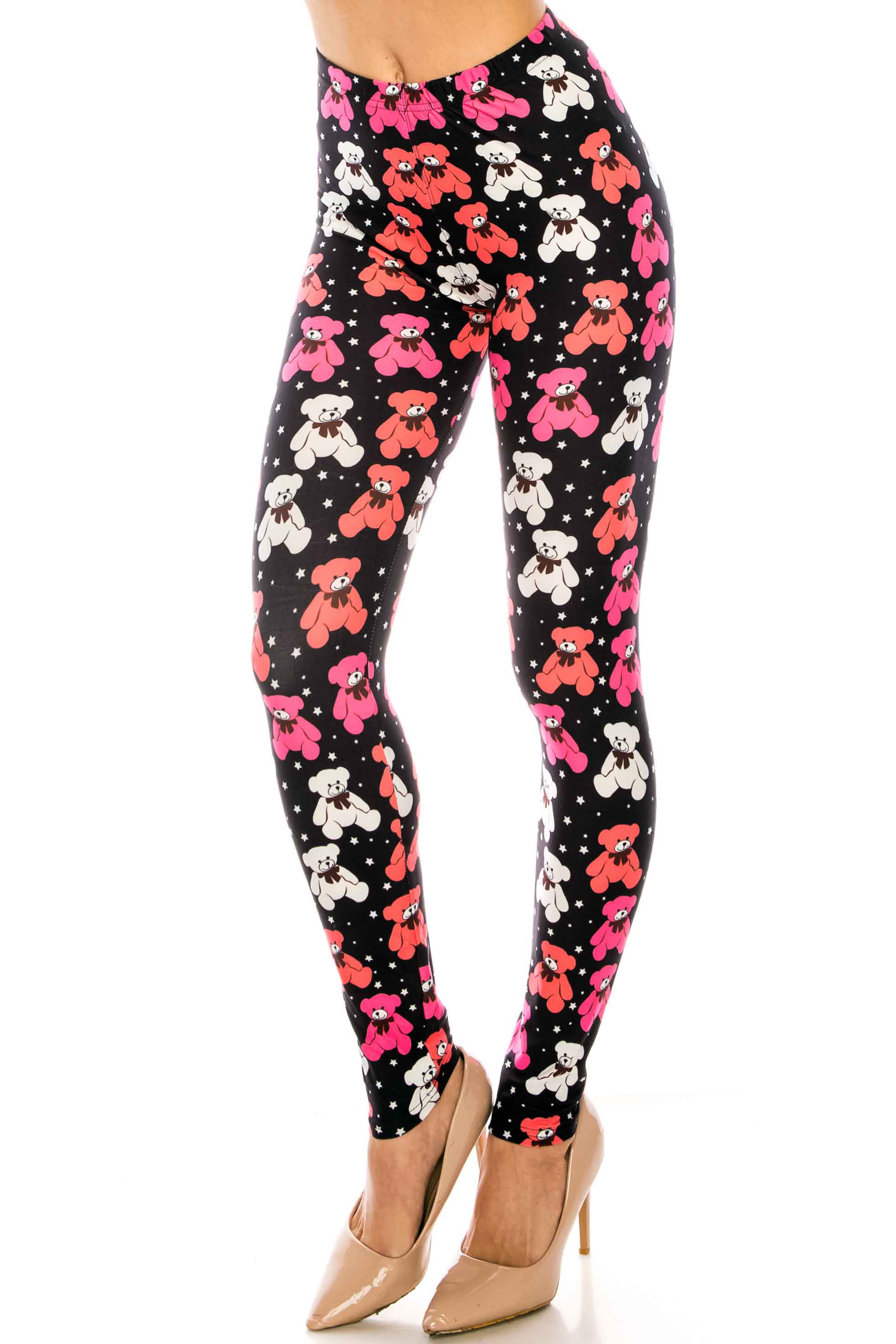 Creamy Soft Teddy Bear Leggings (One Size Regular,Pink)