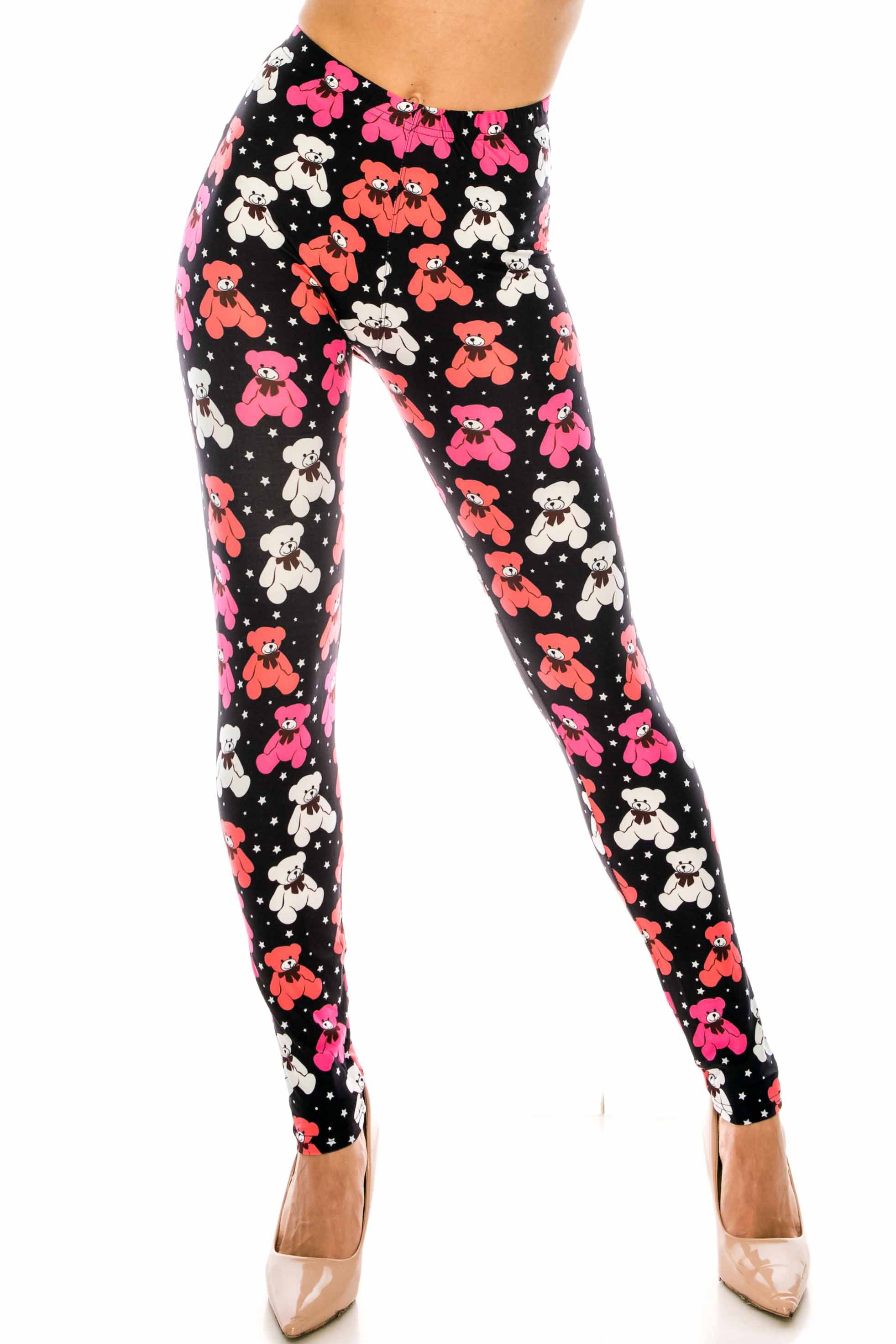 Creamy Soft Teddy Bear Leggings (One Size Regular,Pink)
