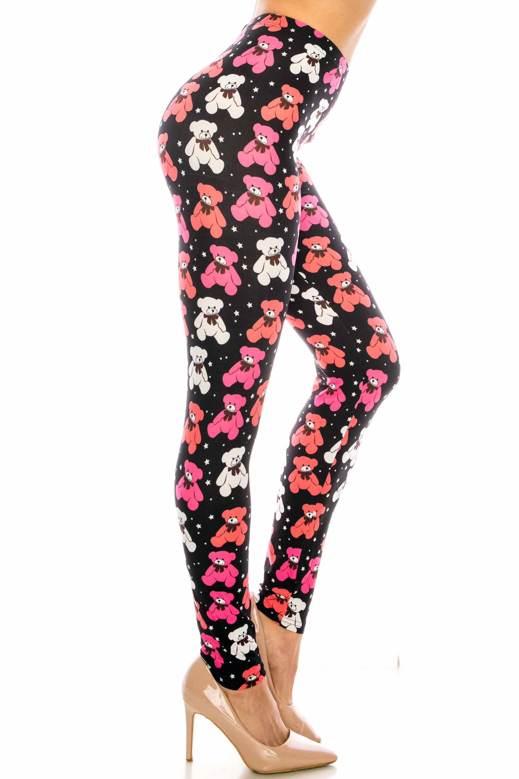 Creamy Soft Teddy Bear Leggings (One Size Regular,Pink)