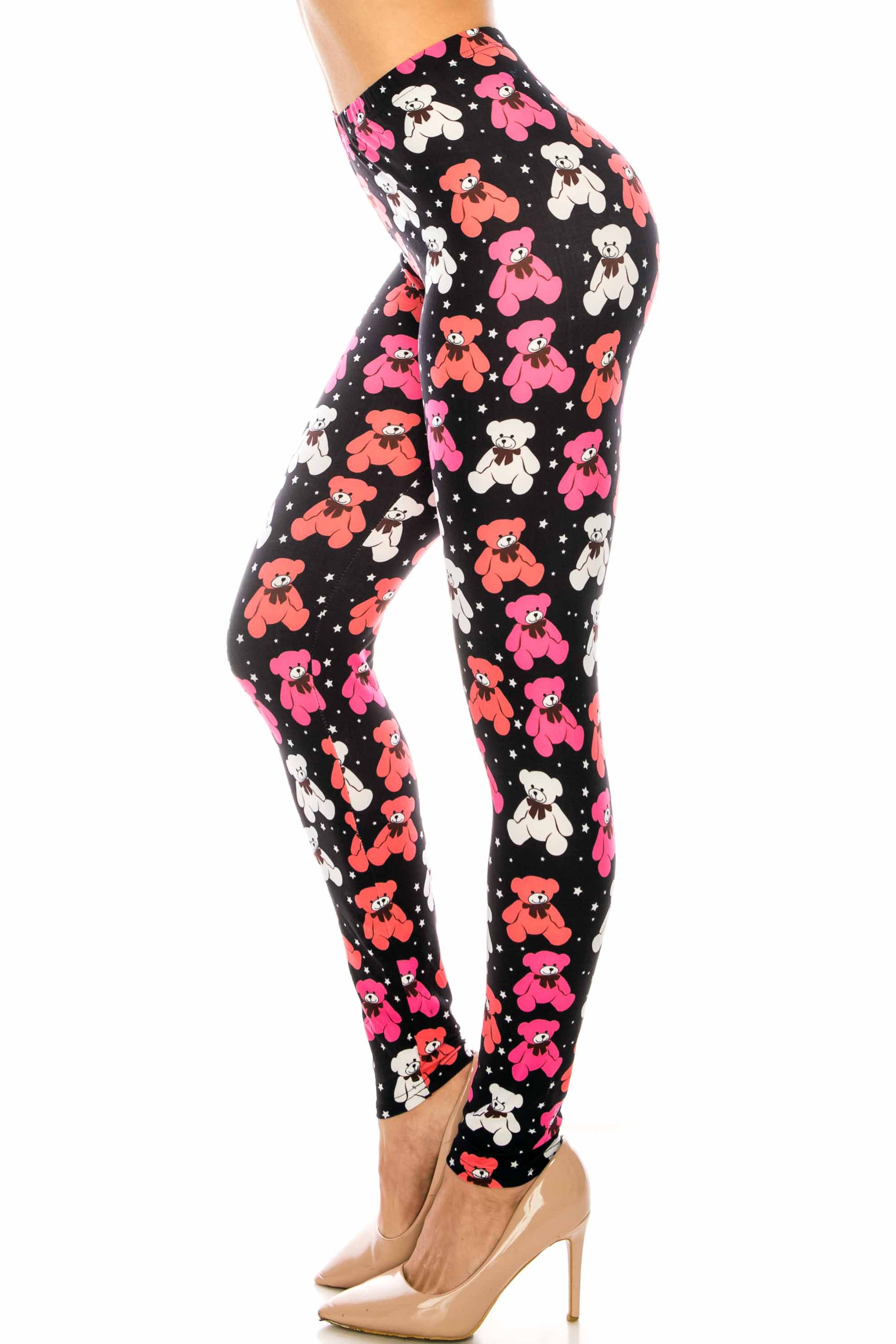 Creamy Soft Teddy Bear Leggings (One Size Regular,Pink)