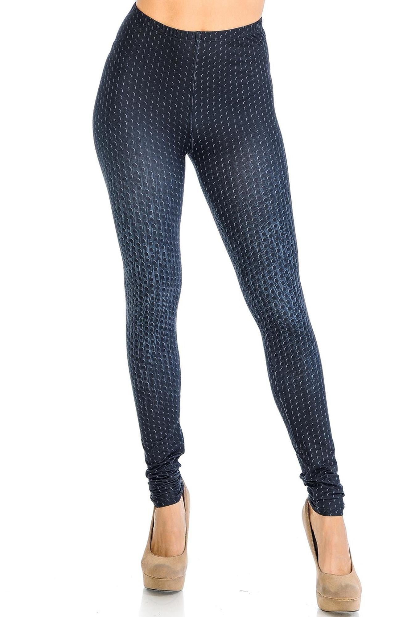 Creamy Soft Textured Dots Leggings - Signature Collection (One Size Regular,Black)