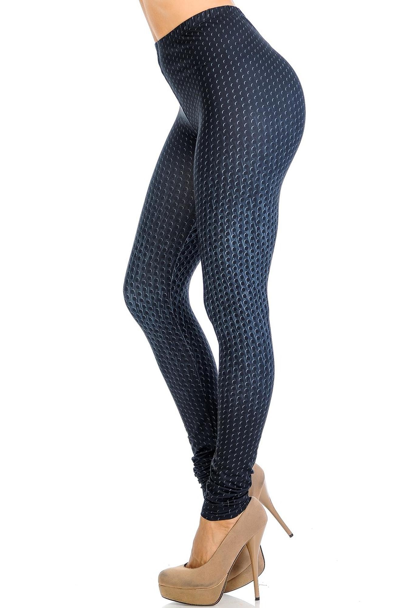 Creamy Soft Textured Dots Leggings - Signature Collection (One Size Regular,Black)