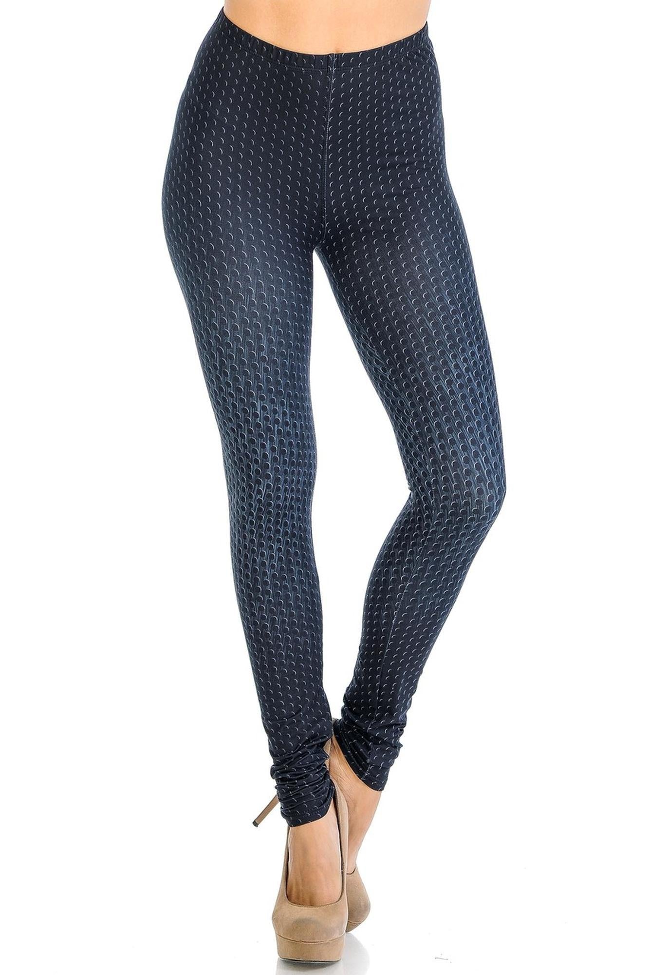 Creamy Soft Textured Dots Leggings - Signature Collection (One Size Regular,Black)
