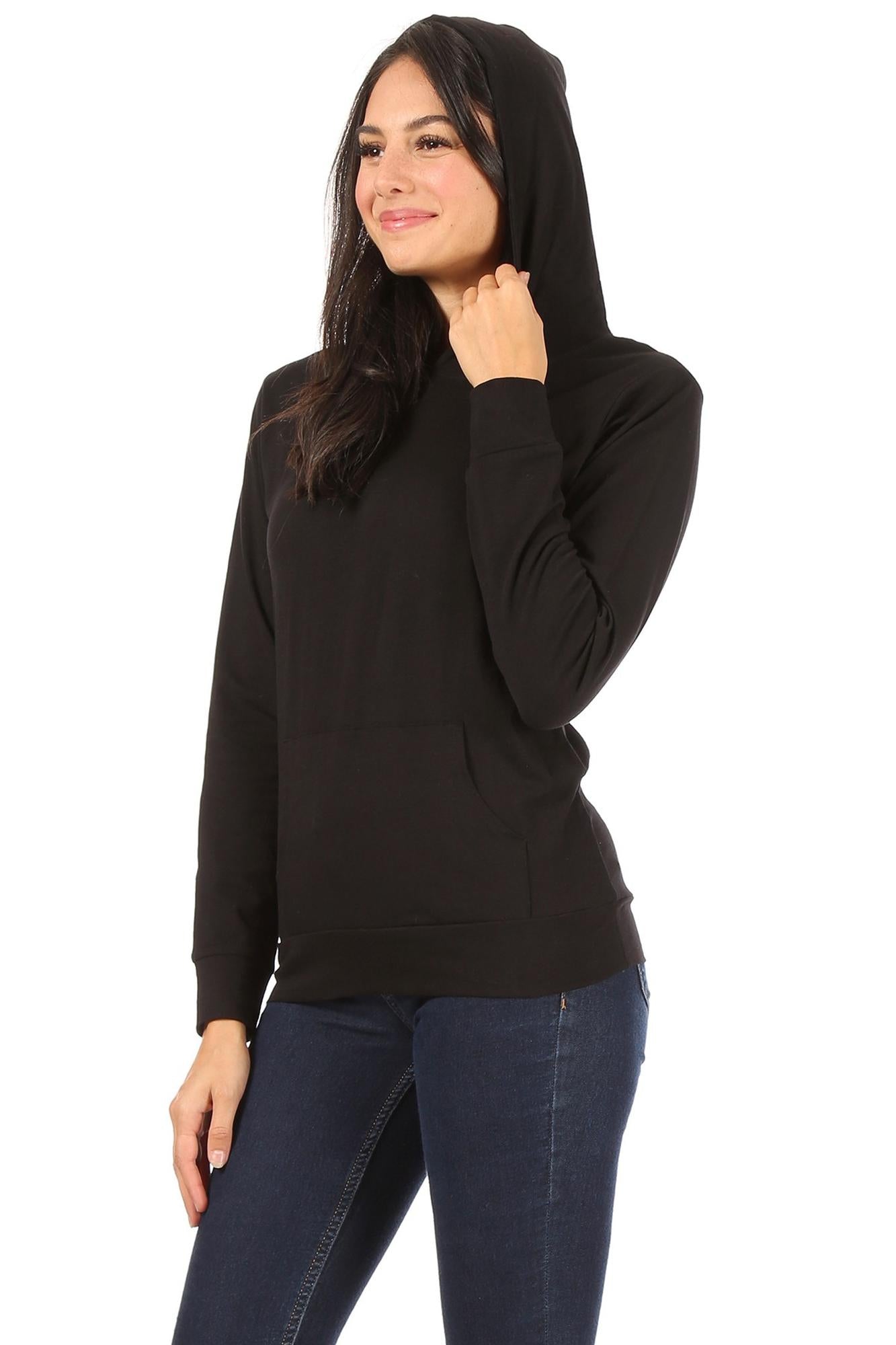 Solid Basic Cotton Pullover Hoodie