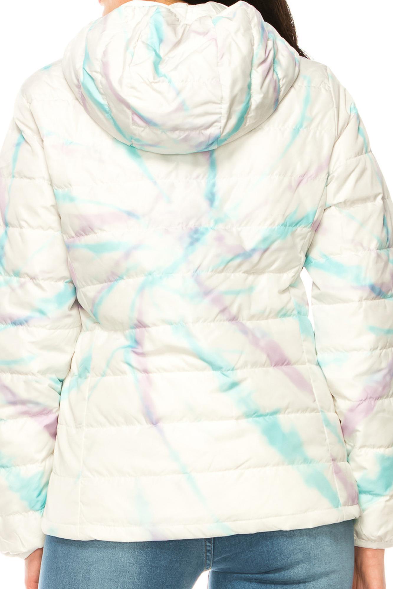 Women's Purple and Teal Swirl Winter Puffer Down Jacket (One Size Regular,Purple)