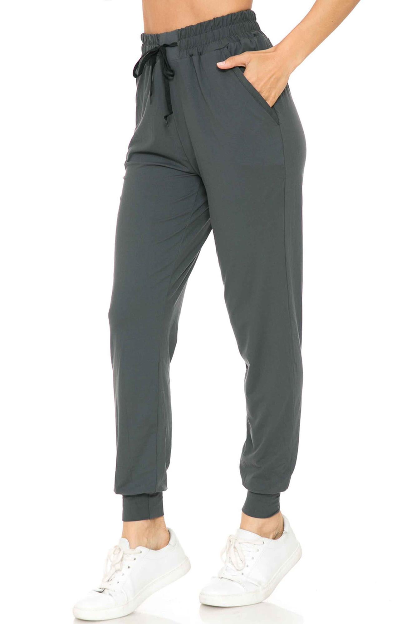 Buttery Smooth Solid Basic Charcoal Women's Joggers - EEVEE