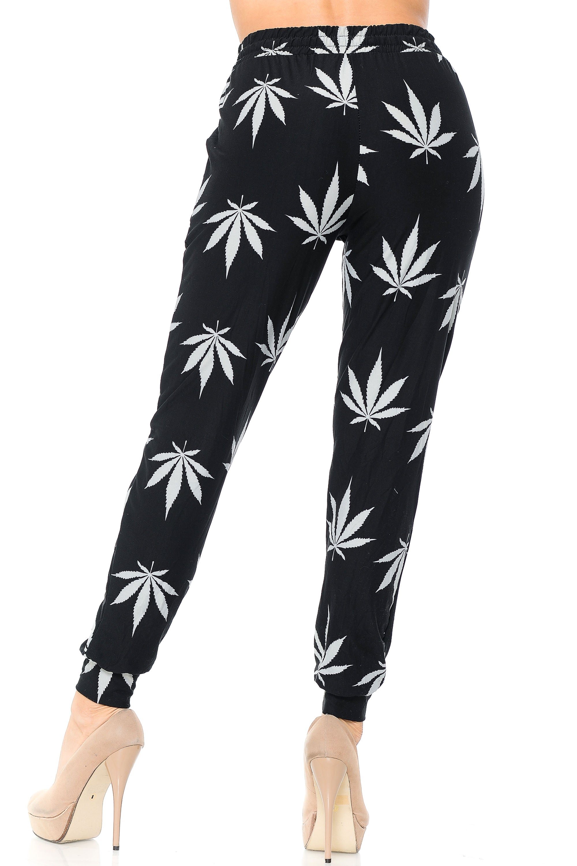 Brushed Black Marijuana Joggers