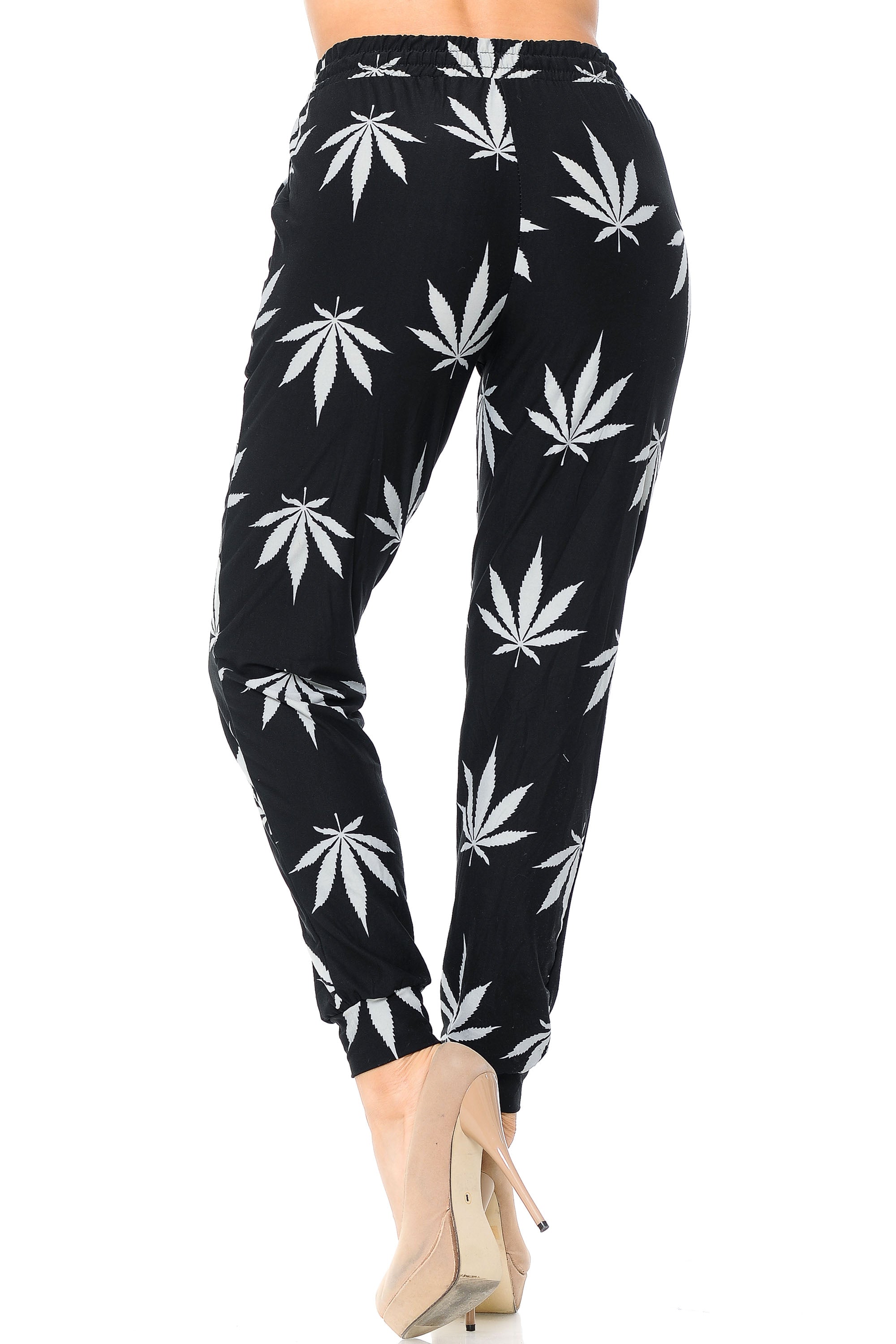 Brushed Black Marijuana Joggers