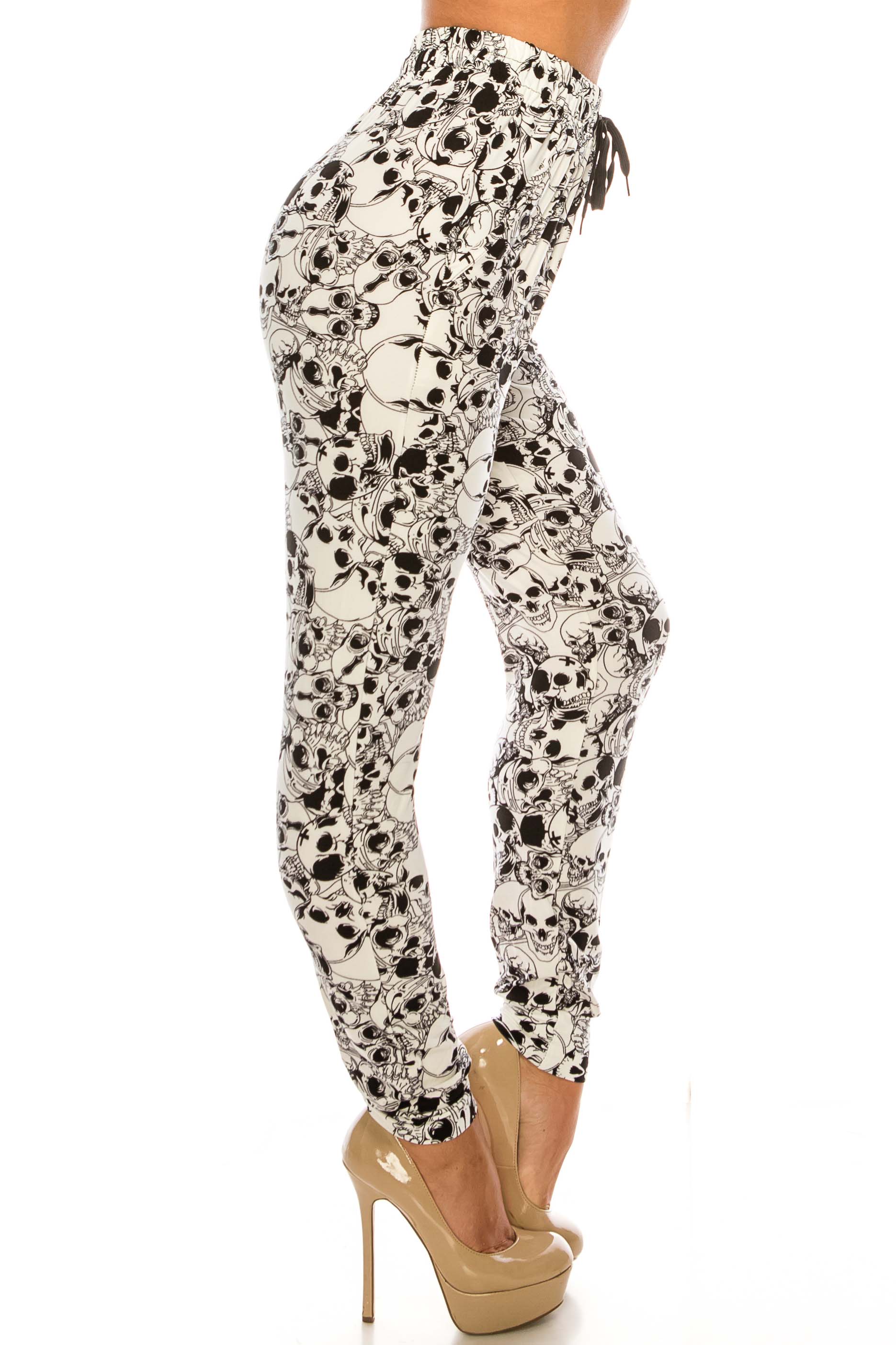 Buttery Smooth White Layers of Skulls Joggers