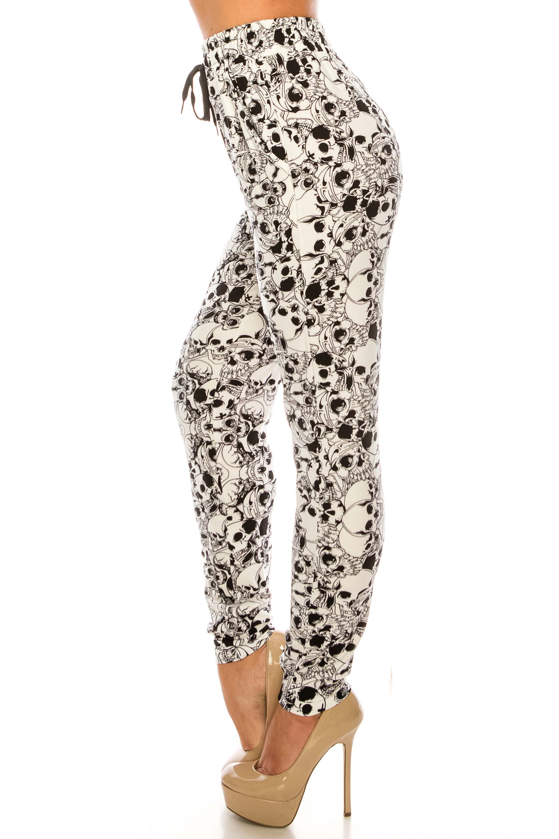 Buttery Smooth White Layers of Skulls Joggers
