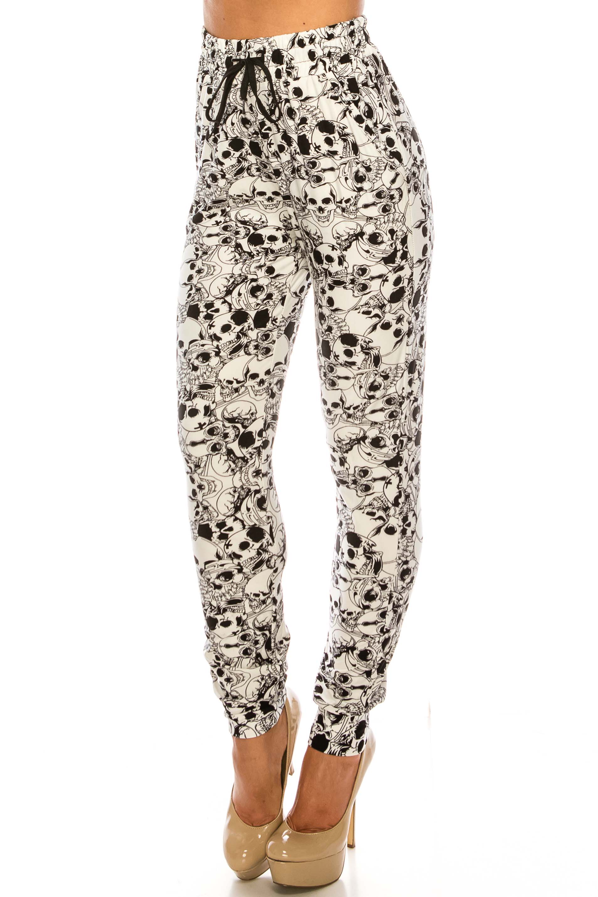 Buttery Smooth White Layers of Skulls Joggers
