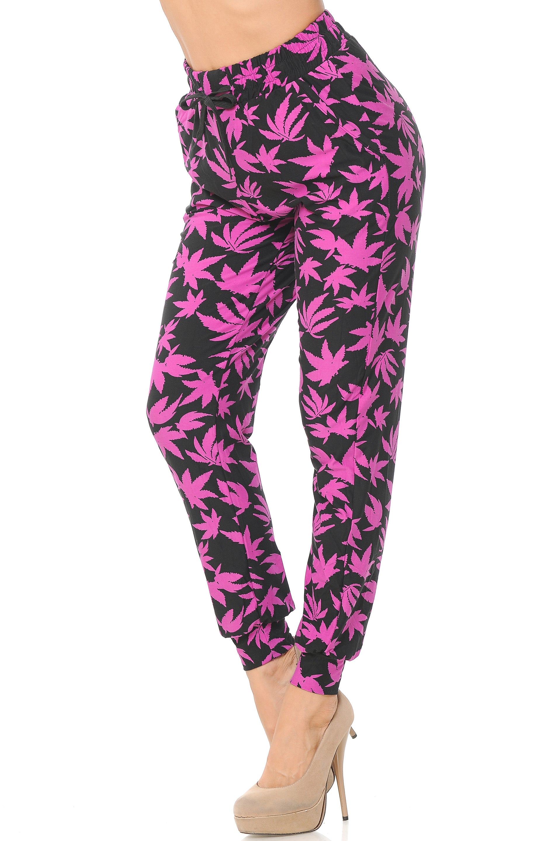 Brushed Solid Fuchsia Marijuana Joggers