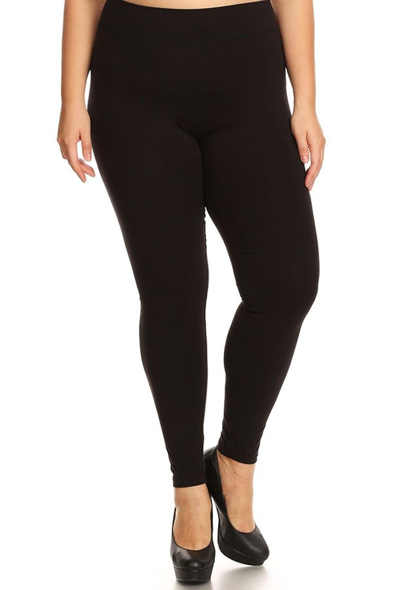 High Waisted Cotton Sport Leggings - Plus Size