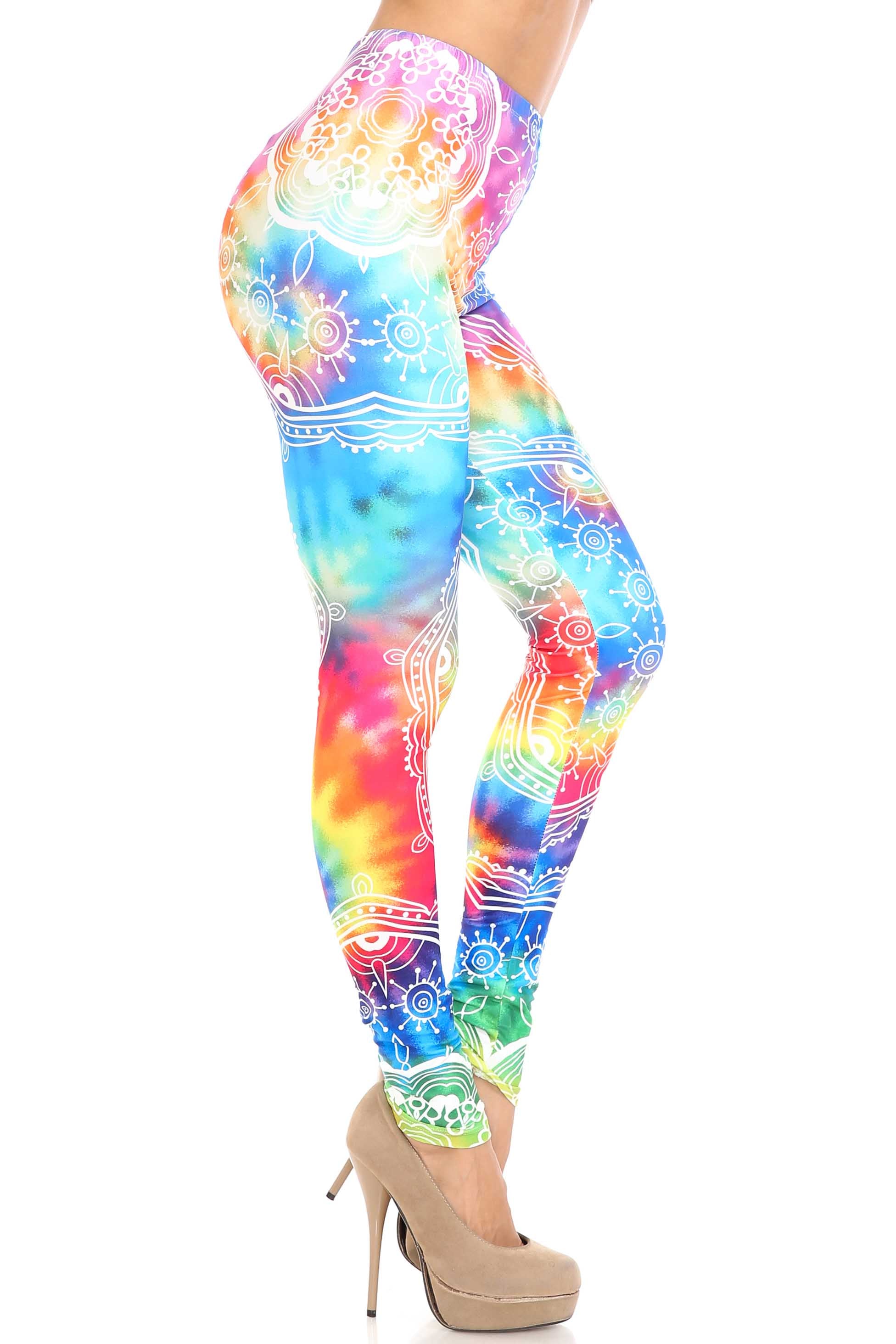 Creamy Soft California Tie Dye Leggings - By USA Fashion (One Size Regular,Multi Color Bold)