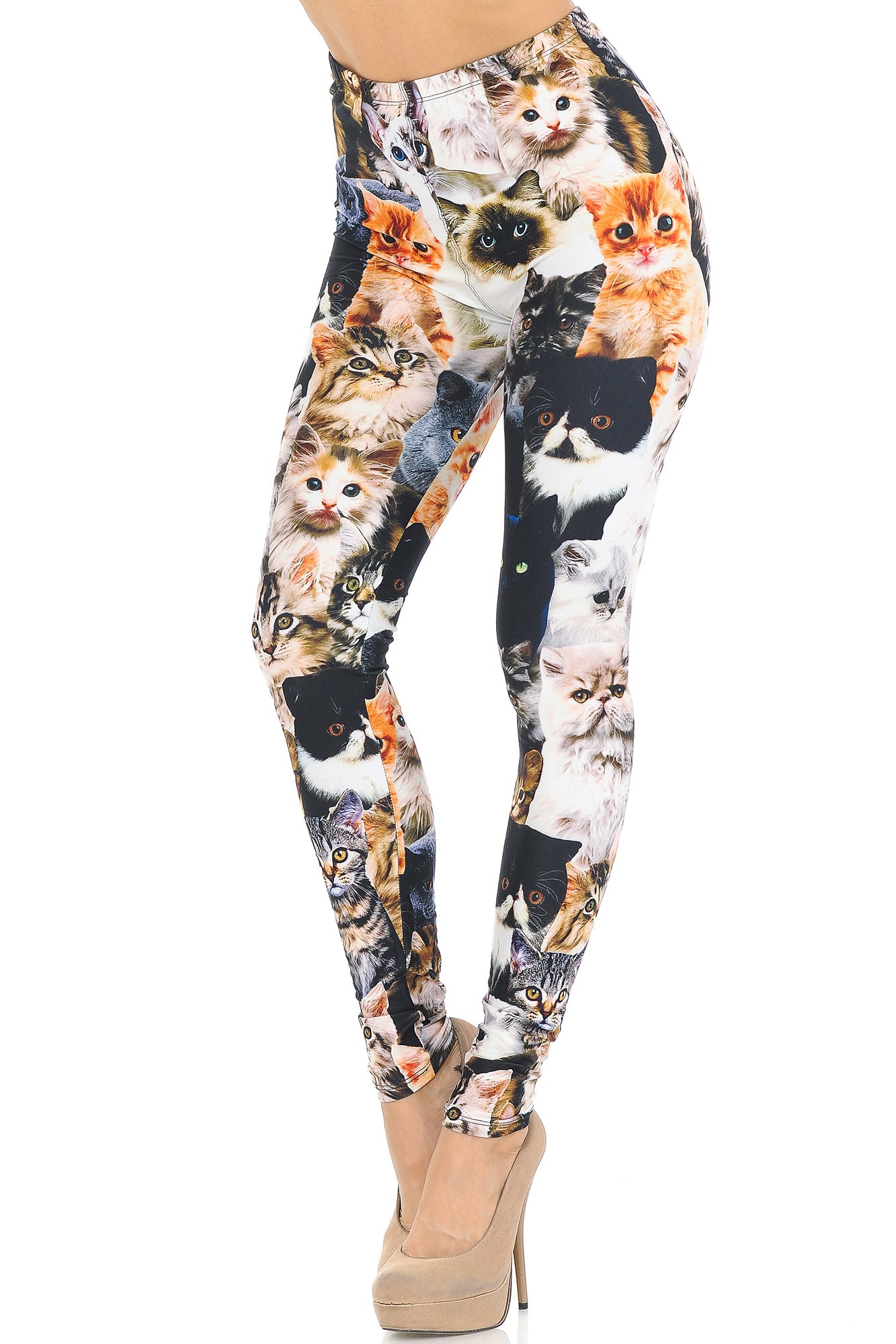 Creamy Soft Cat Collage Extra Small Leggings - USA Fashion (XSmall One Size,Multi Color Bold)