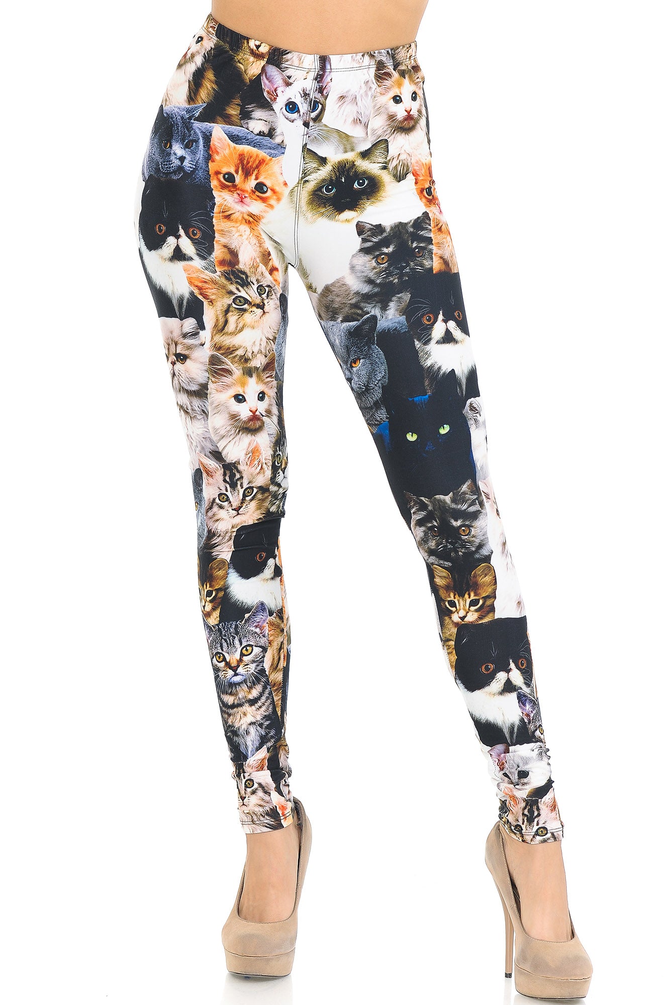 Creamy Soft Cat Collage Extra Small Leggings - USA Fashion (XSmall One Size,Multi Color Bold)