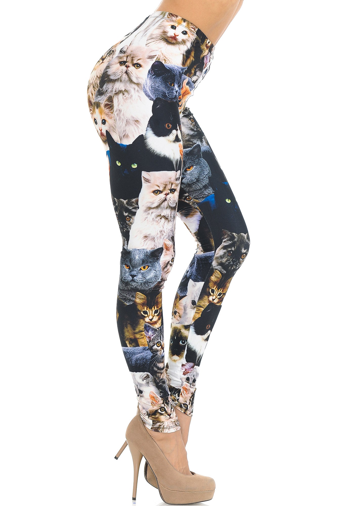 Creamy Soft Cat Collage Extra Small Leggings - USA Fashion (XSmall One Size,Multi Color Bold)
