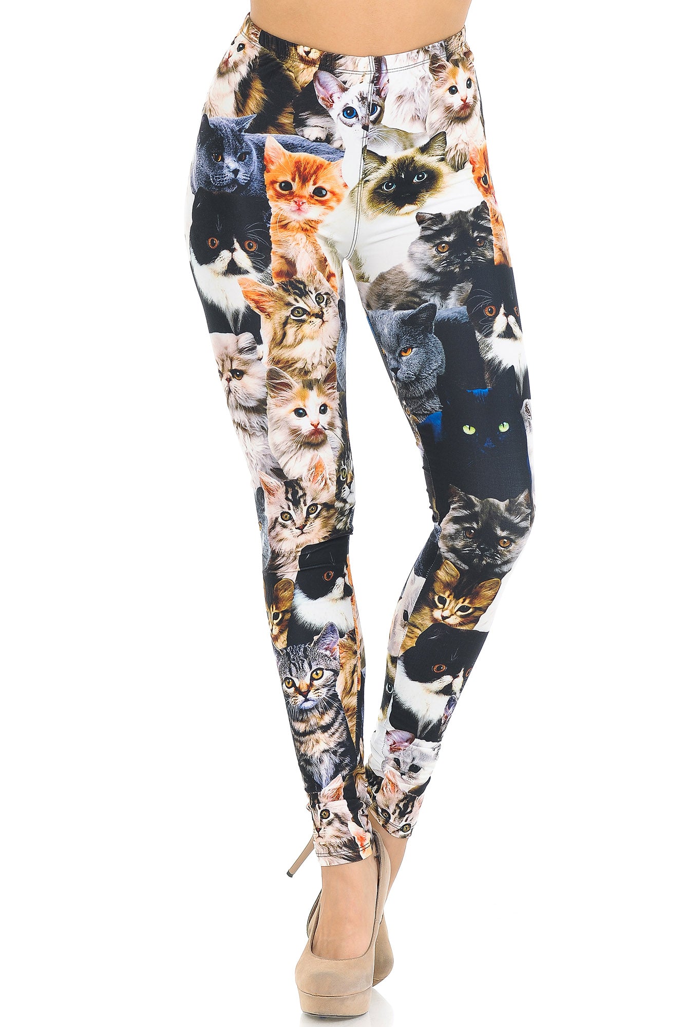 Creamy Soft Cat Collage Extra Small Leggings - USA Fashion (XSmall One Size,Multi Color Bold)