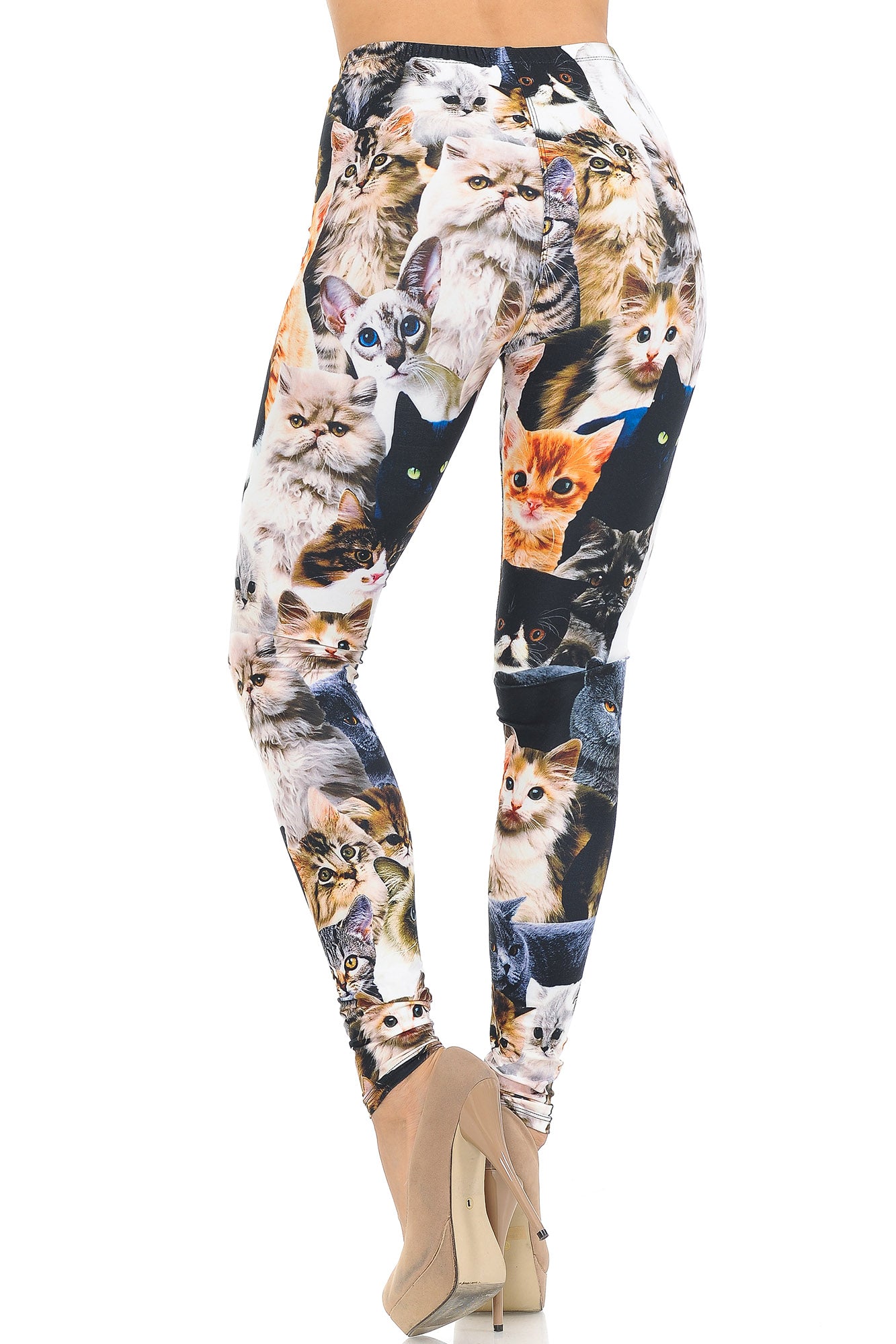 Creamy Soft Cat Collage Extra Small Leggings - USA Fashion (XSmall One Size,Multi Color Bold)