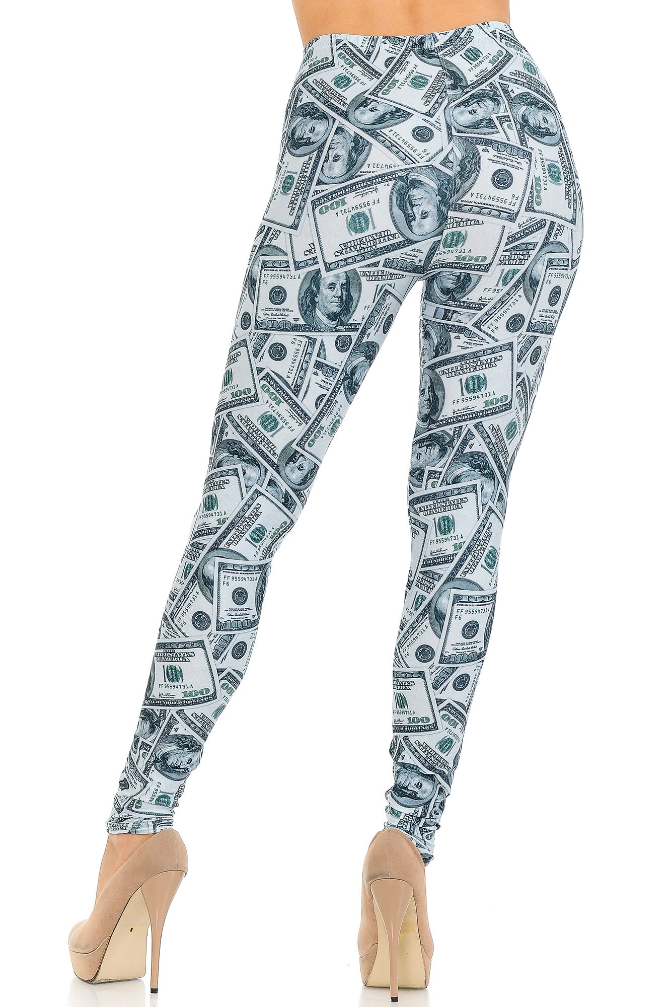 Creamy Soft Raining Money Leggings - USA Fashion (One Size Regular,Green)