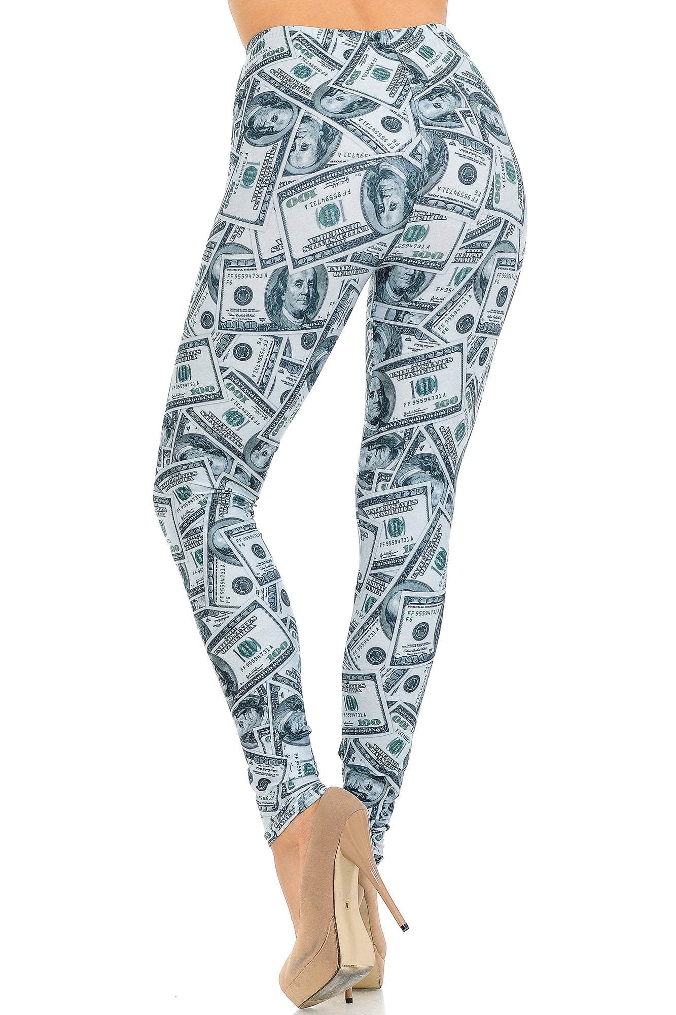 Creamy Soft Raining Money Leggings - USA Fashion (One Size Regular,Green)