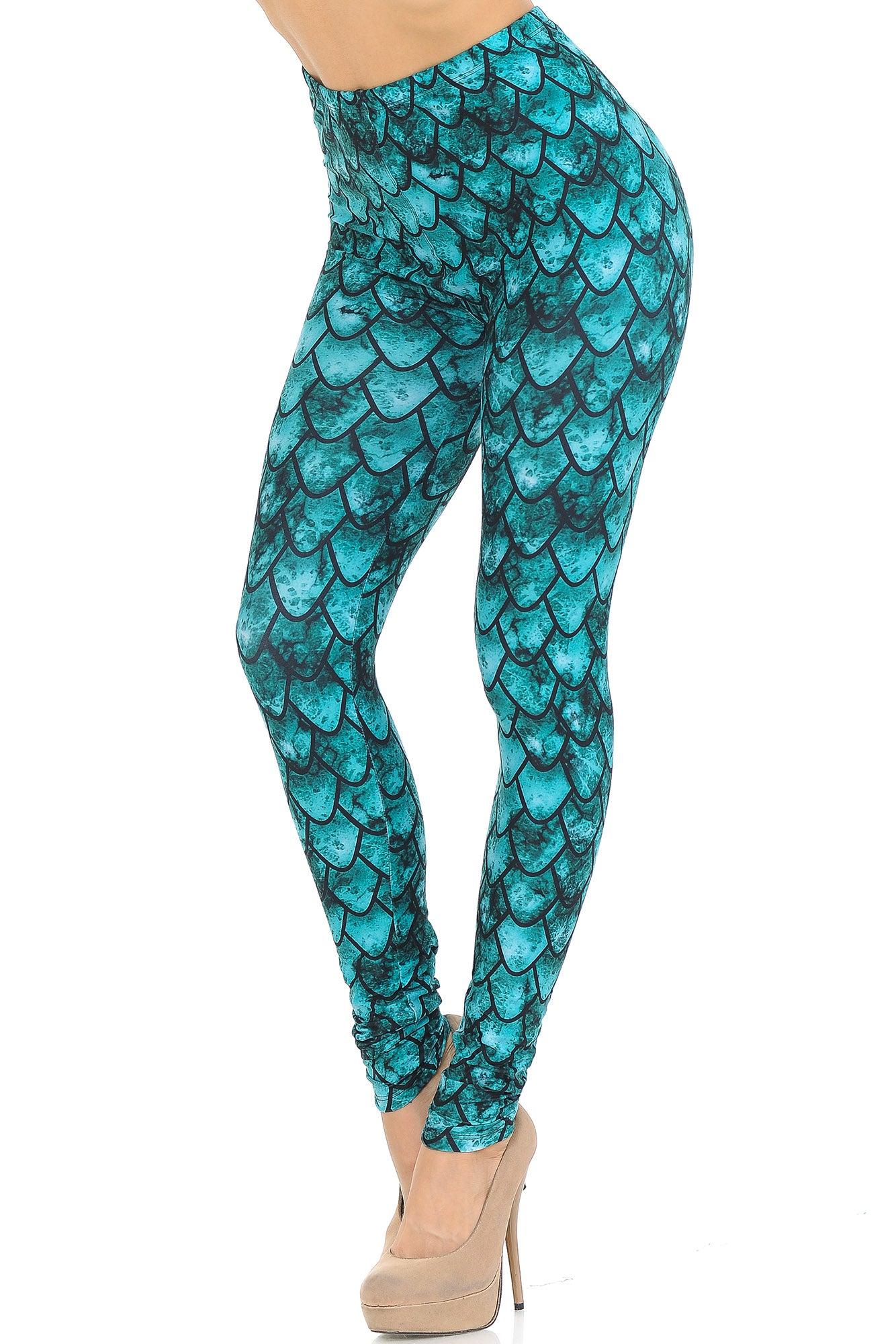 Creamy Soft Green Dragon Leggings - USA Fashion (One Size Regular,Green)