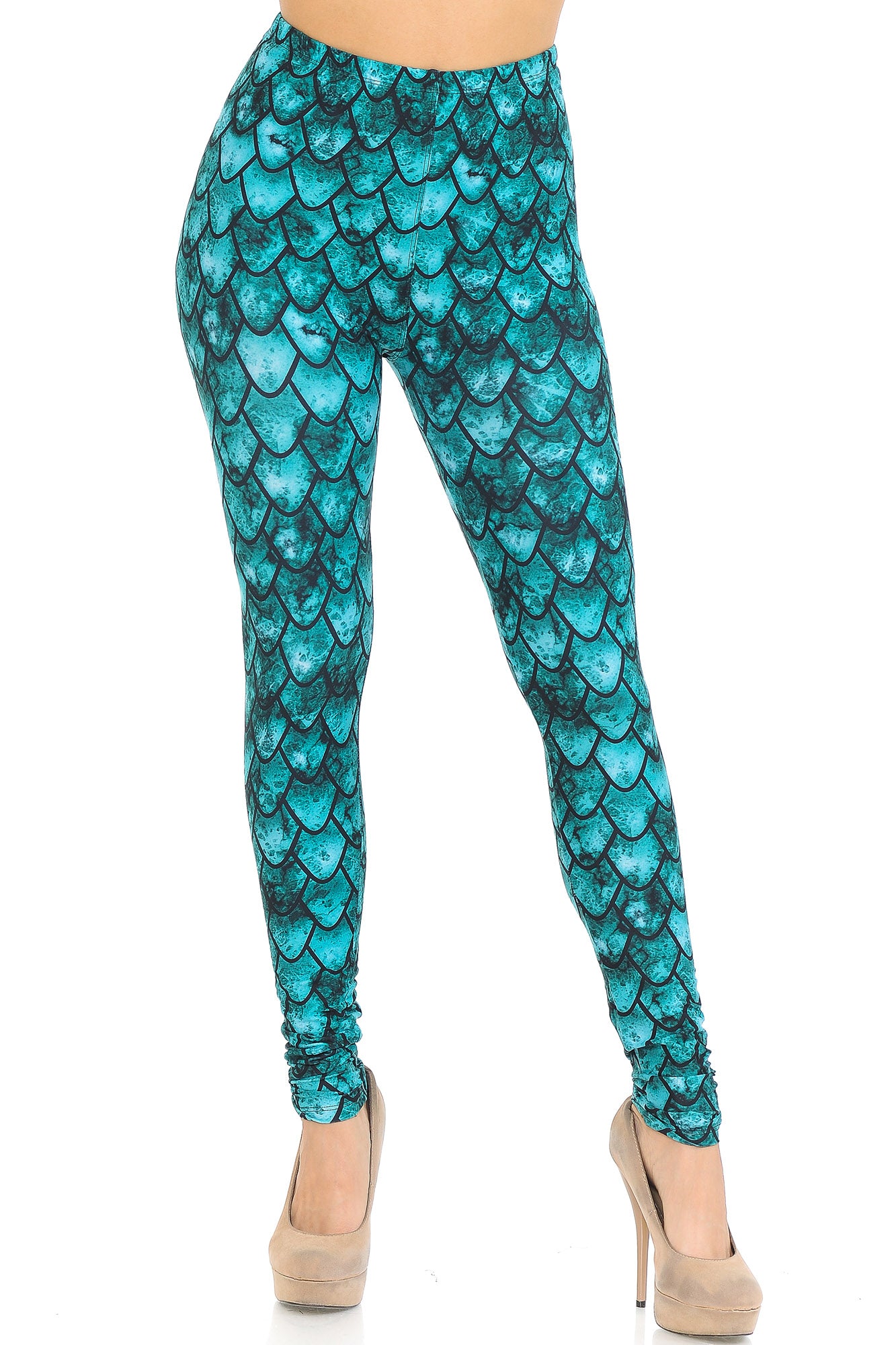 Creamy Soft Green Dragon Leggings - USA Fashion (One Size Regular,Green)