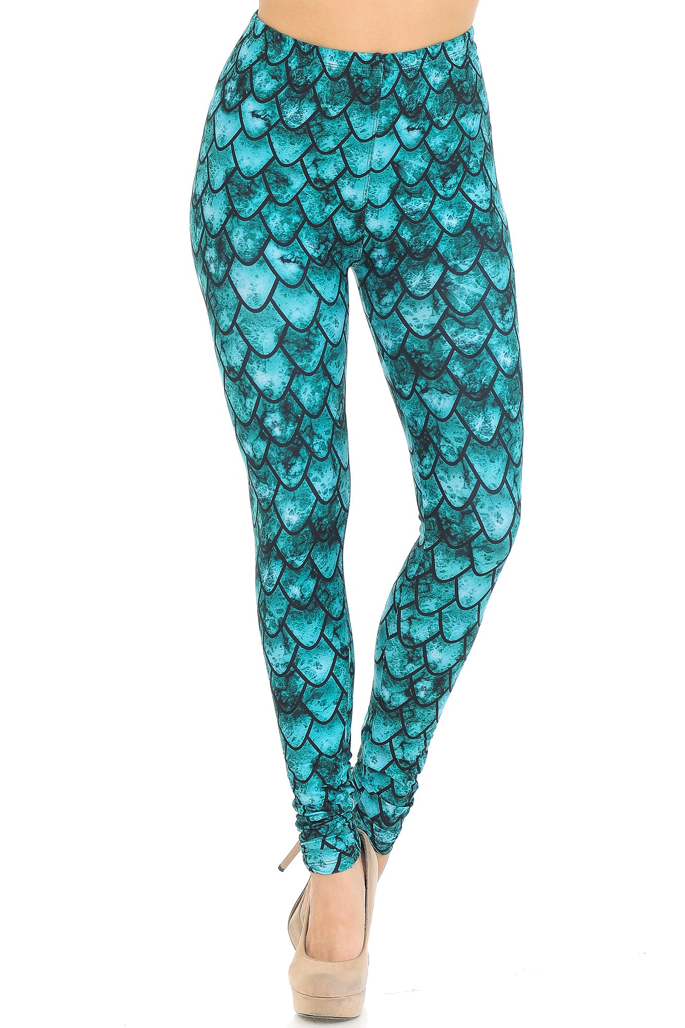 Creamy Soft Green Dragon Leggings - USA Fashion (One Size Regular,Green)