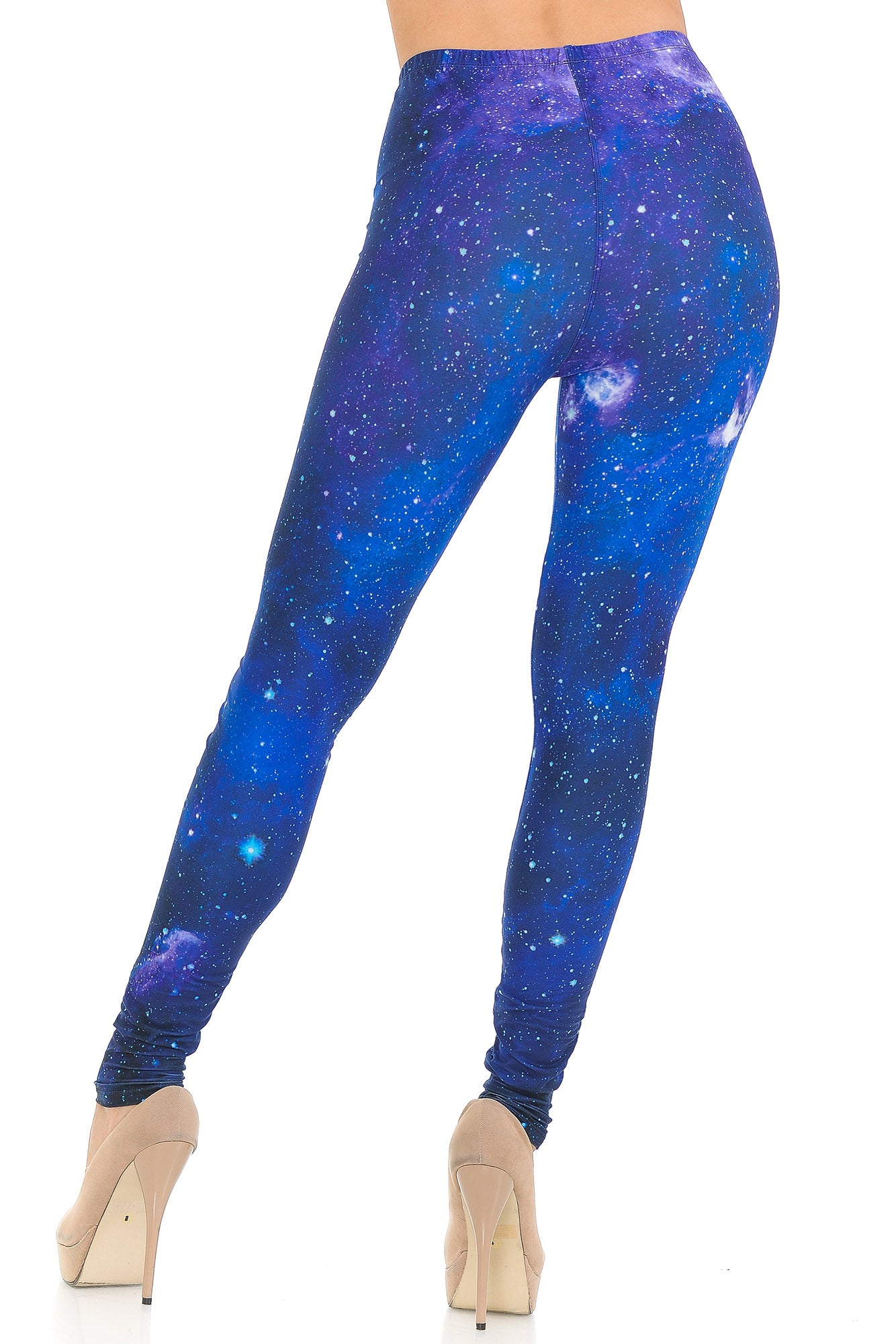 Creamy Soft Blue Galaxy Leggings - USA Fashion (One Size Regular,Blue)