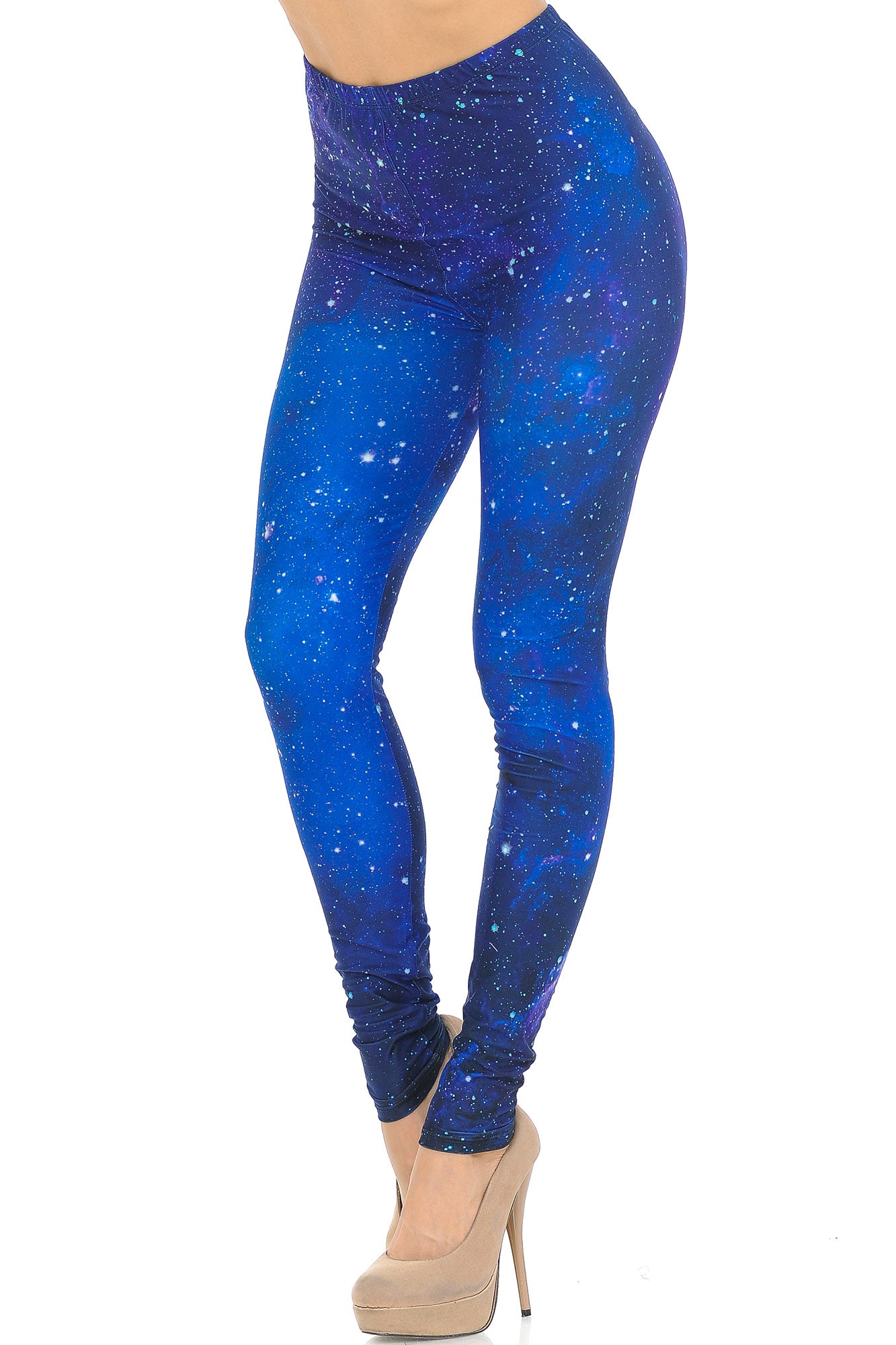 Creamy Soft Blue Galaxy Extra Small Leggings - USA Fashion (XSmall One Size,Blue)