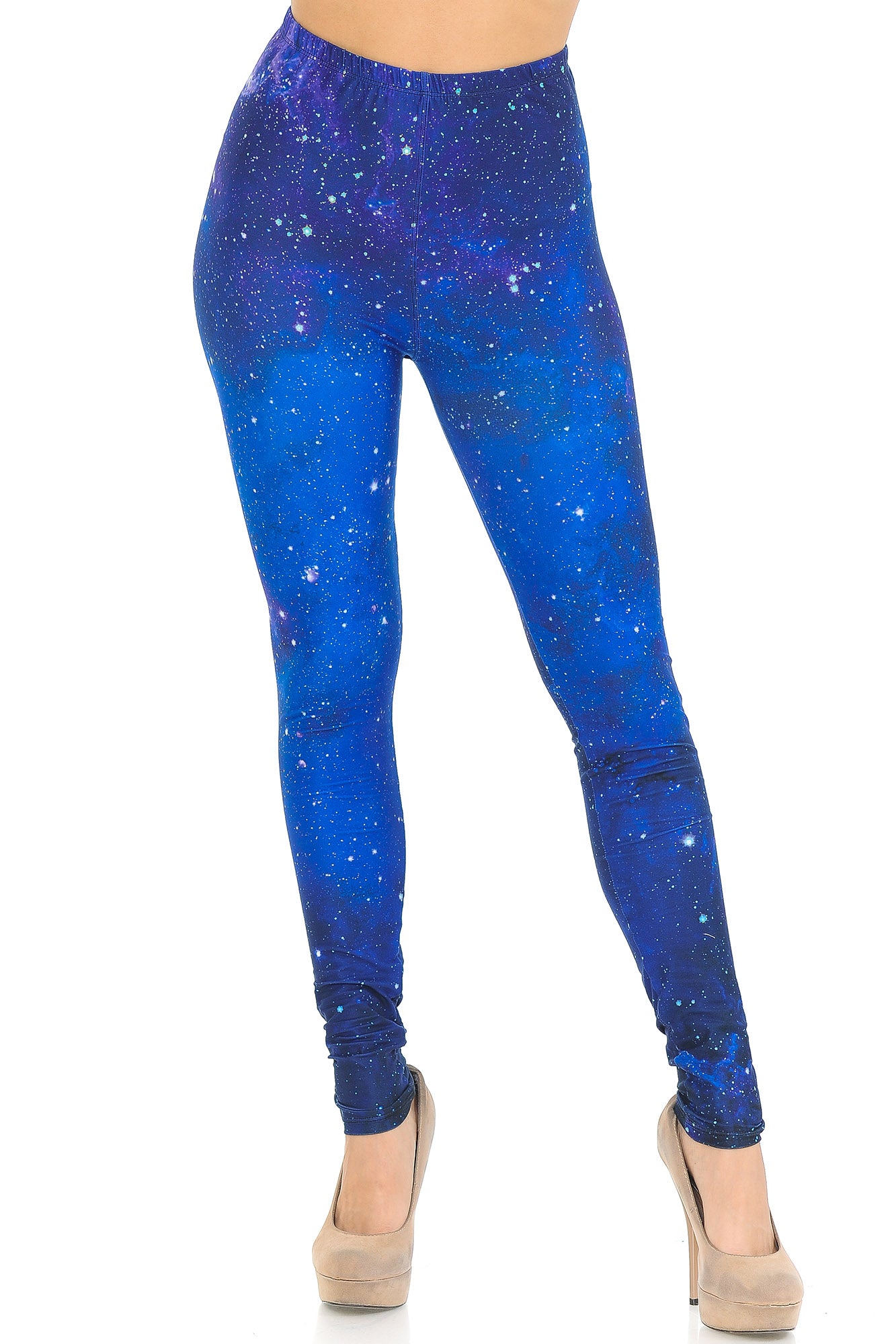 Creamy Soft Blue Galaxy Extra Small Leggings - USA Fashion (XSmall One Size,Blue)