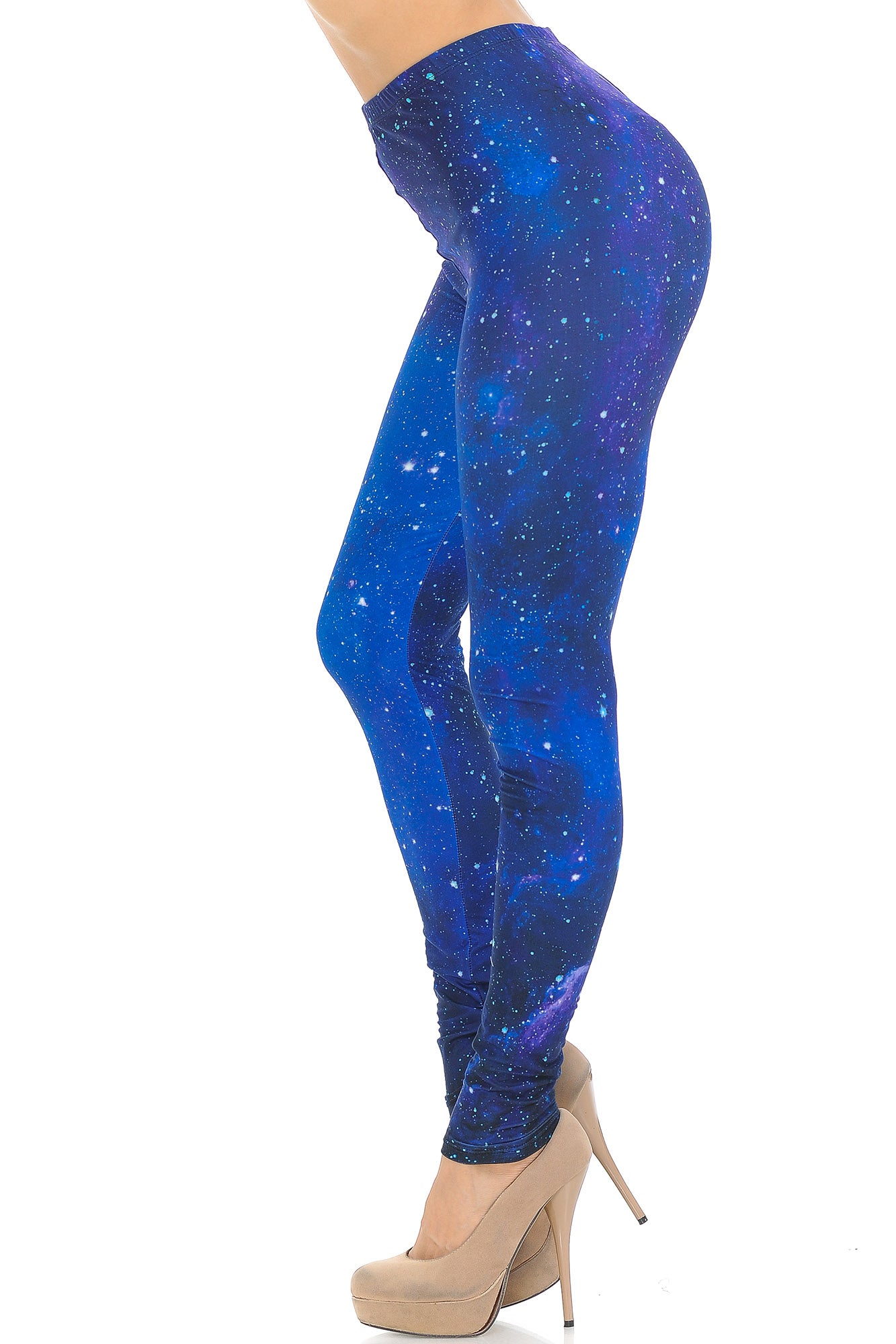 Creamy Soft Blue Galaxy Extra Small Leggings - USA Fashion (XSmall One Size,Blue)