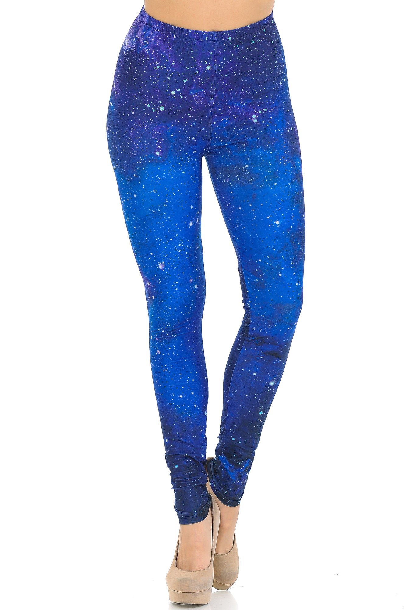 Creamy Soft Blue Galaxy Extra Small Leggings - USA Fashion (XSmall One Size,Blue)