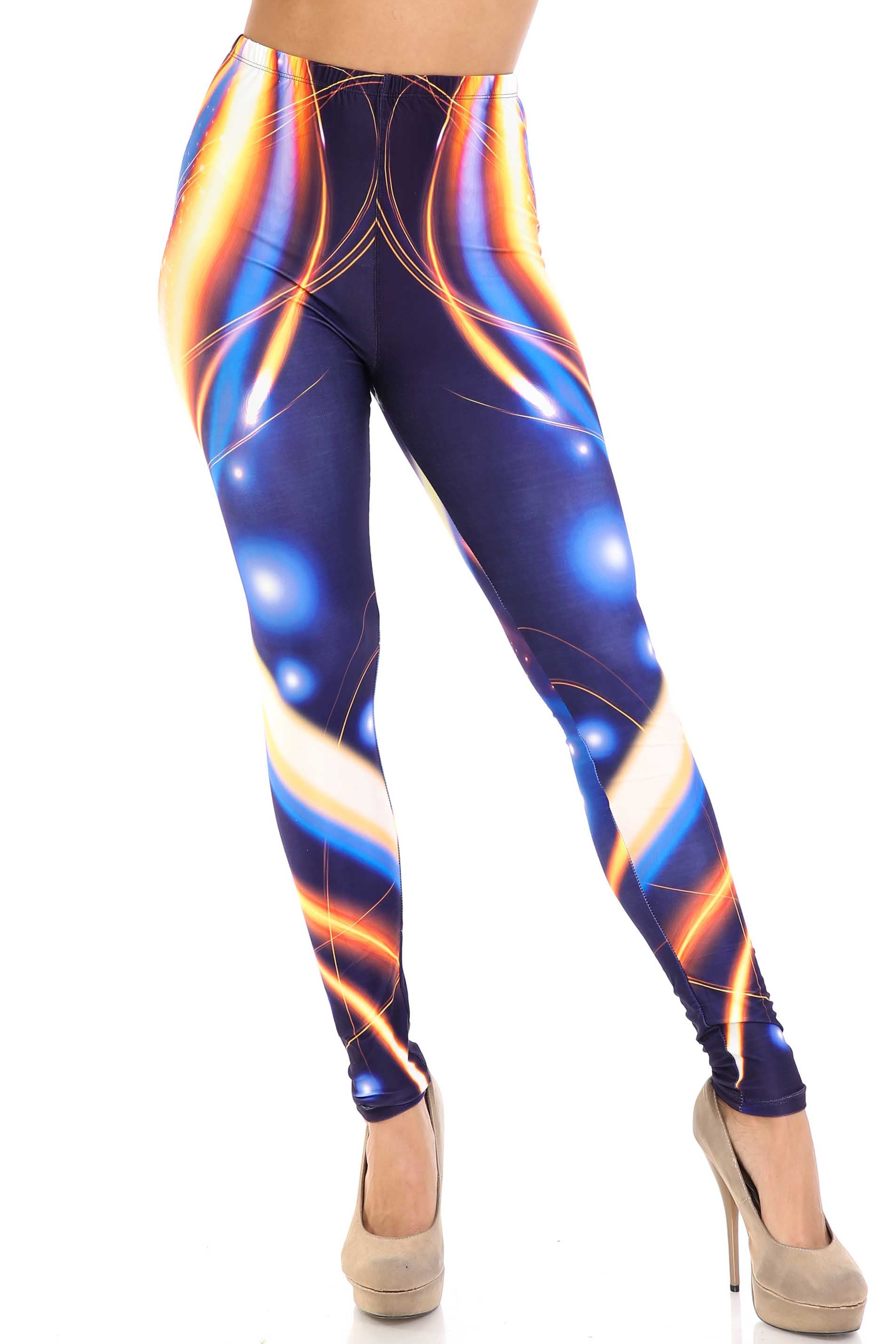 Creamy Soft Psychedelic Contour Leggings - By USA Fashion (One Size Regular,Multi Color Bold)