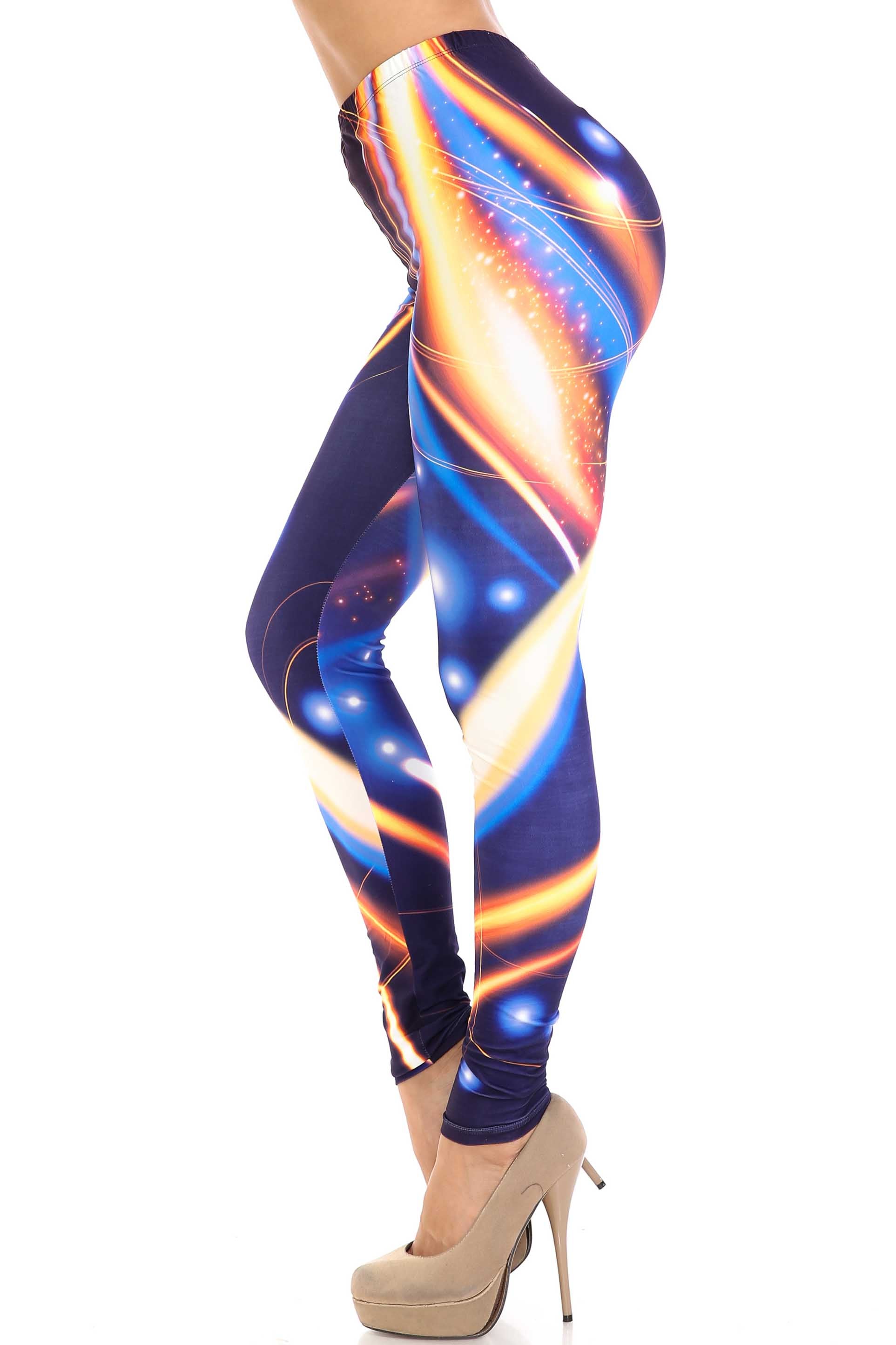 Creamy Soft Psychedelic Contour Leggings - By USA Fashion (One Size Regular,Multi Color Bold)