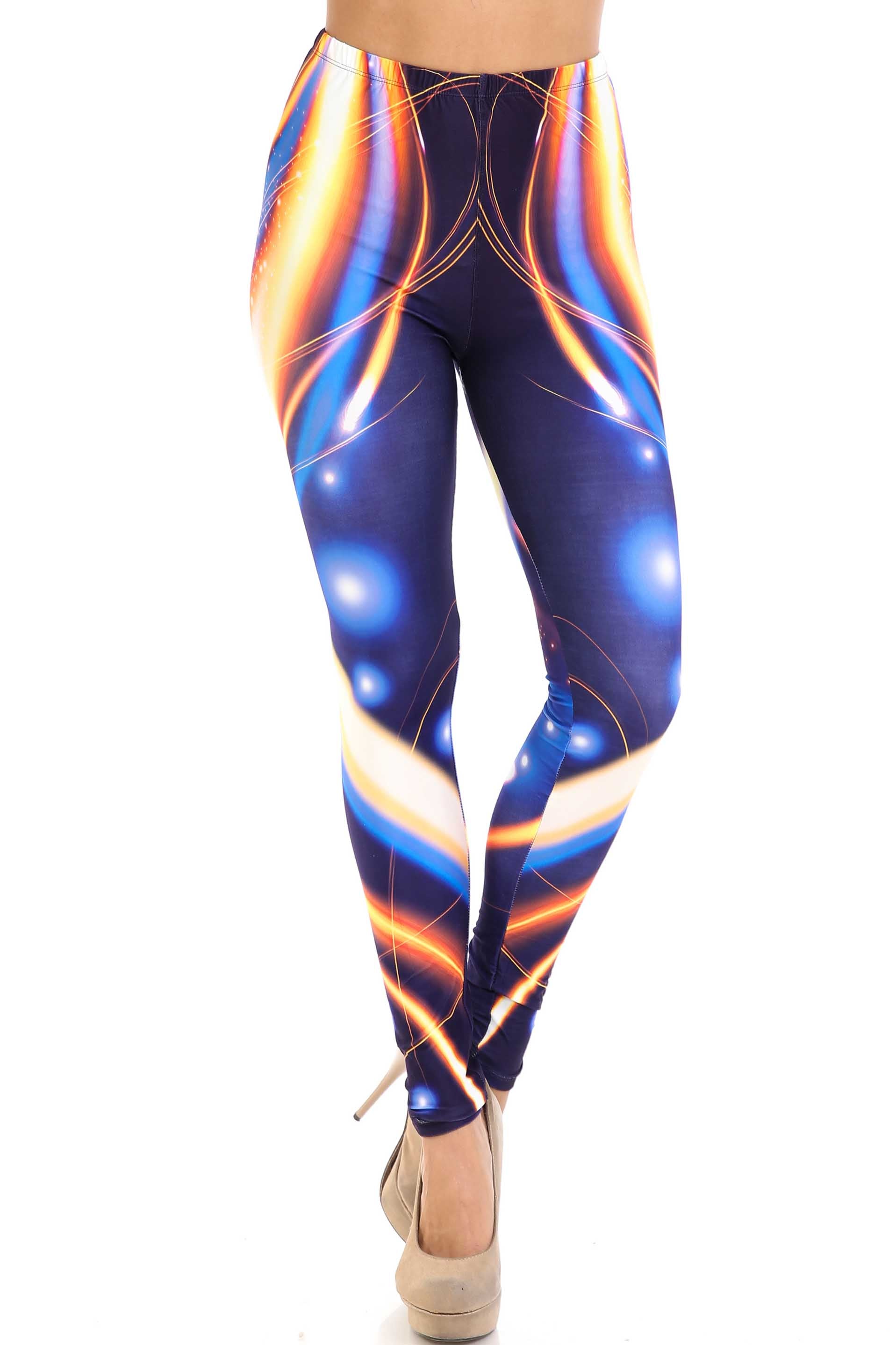 Creamy Soft Psychedelic Contour Leggings - By USA Fashion (One Size Regular,Multi Color Bold)