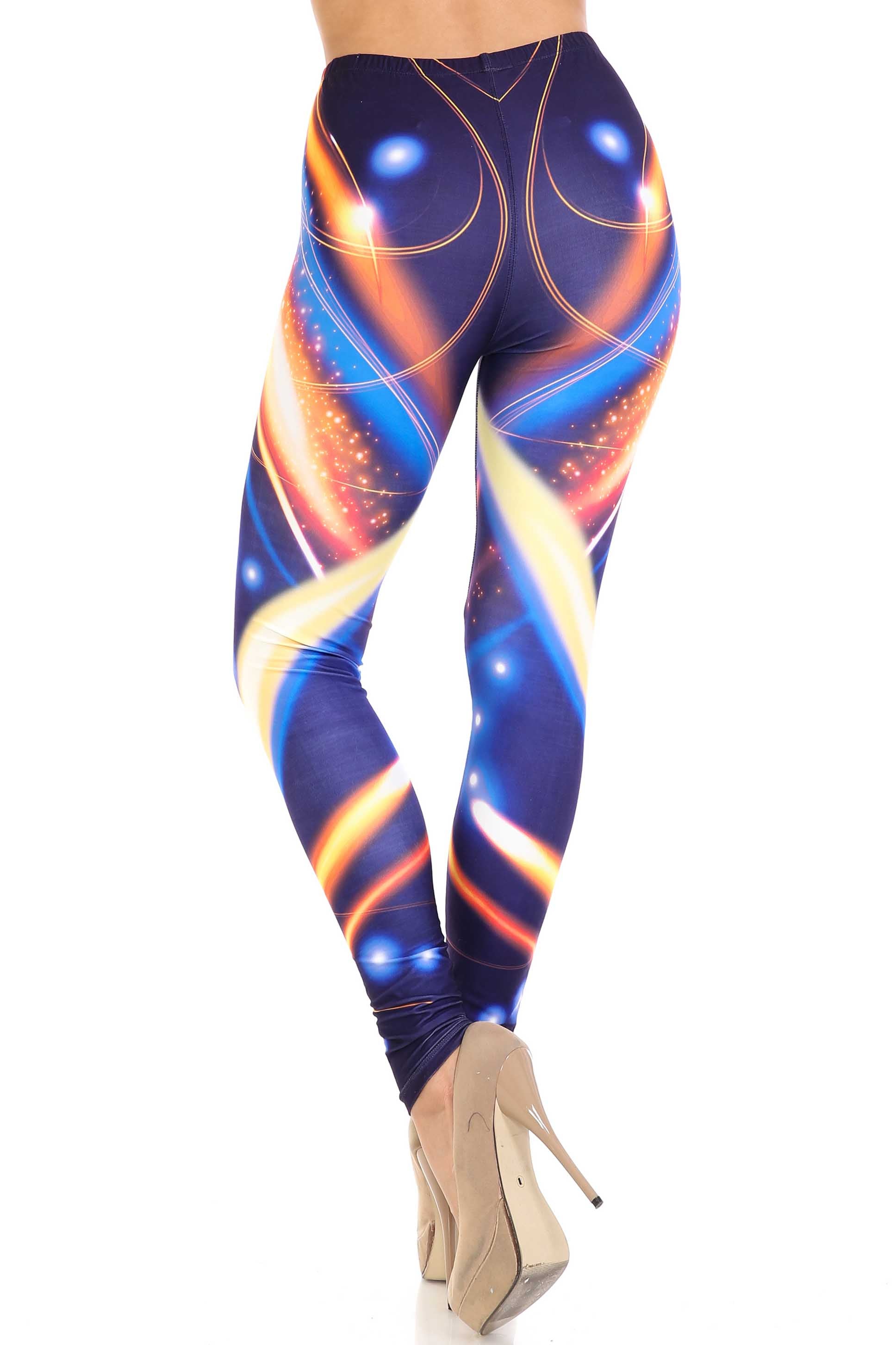 Creamy Soft Psychedelic Contour Leggings - By USA Fashion (One Size Regular,Multi Color Bold)