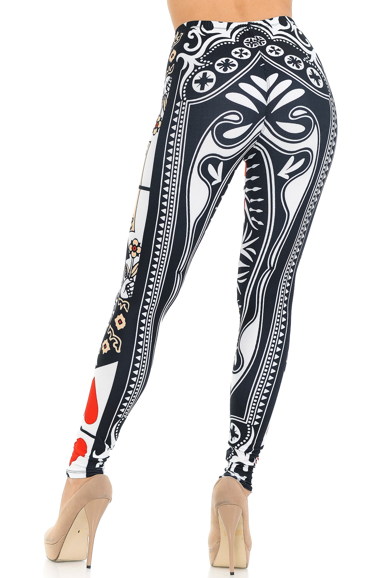 Creamy Soft Queen of Hearts Leggings - USA Fashion (One Size Regular,Multi Color Bold)