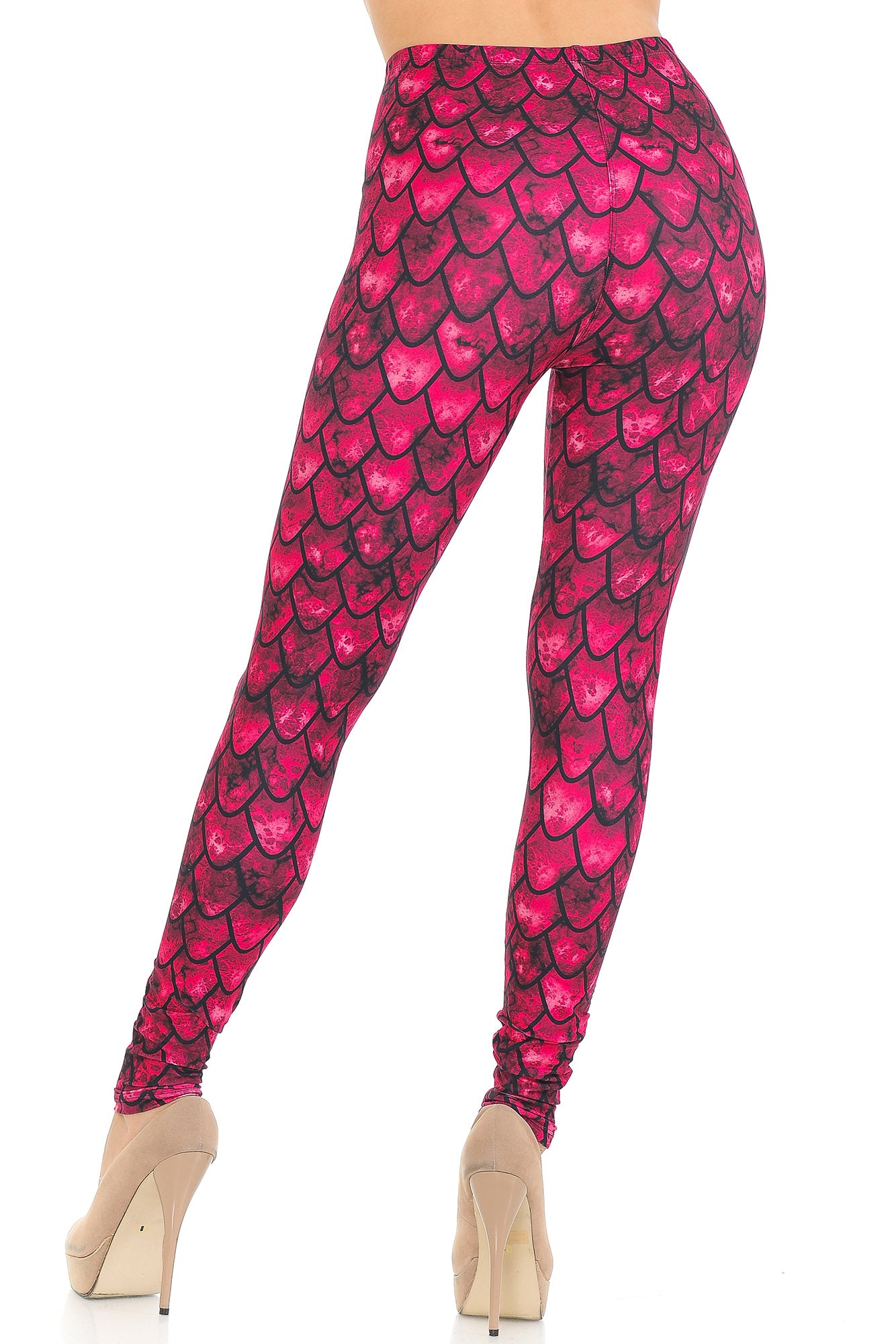 Creamy Soft Red Scale Leggings - USA Fashion (One Size Regular,Red)