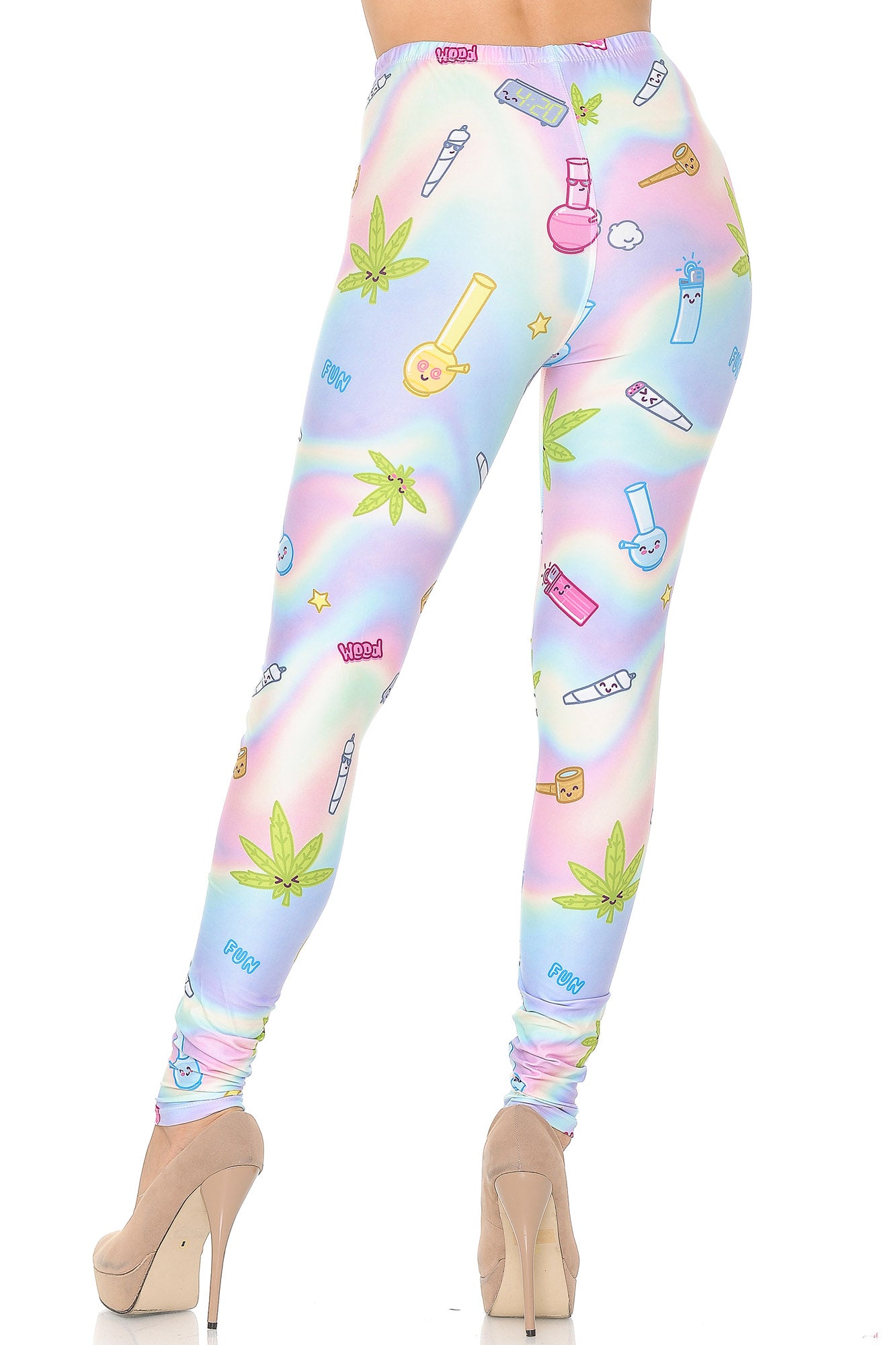 Creamy Soft Marijuana Life Extra Small Leggings - USA Fashion (XSmall One Size,Multi Color Pastel)