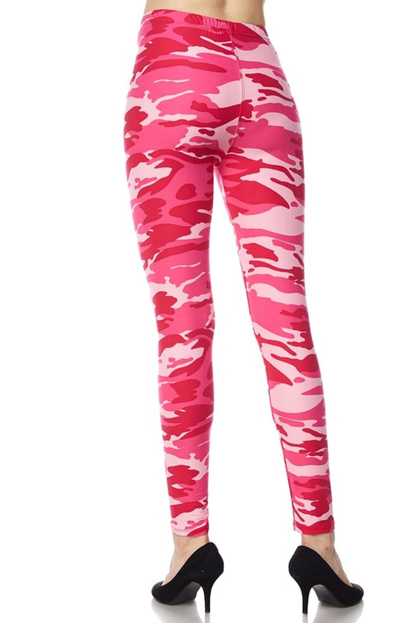 Buttery Soft Pink Camouflage Leggings (One Size Regular,Pink)